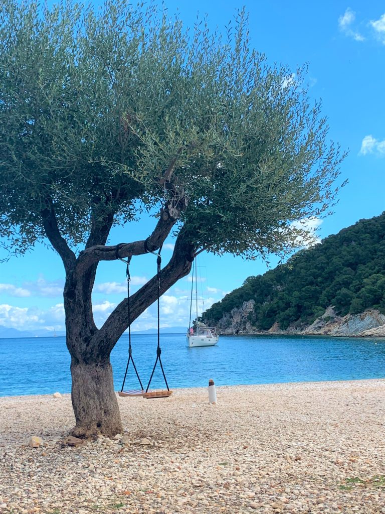 swing on olive tree, Birthday party, Filiatro beach, Ithaca Greece