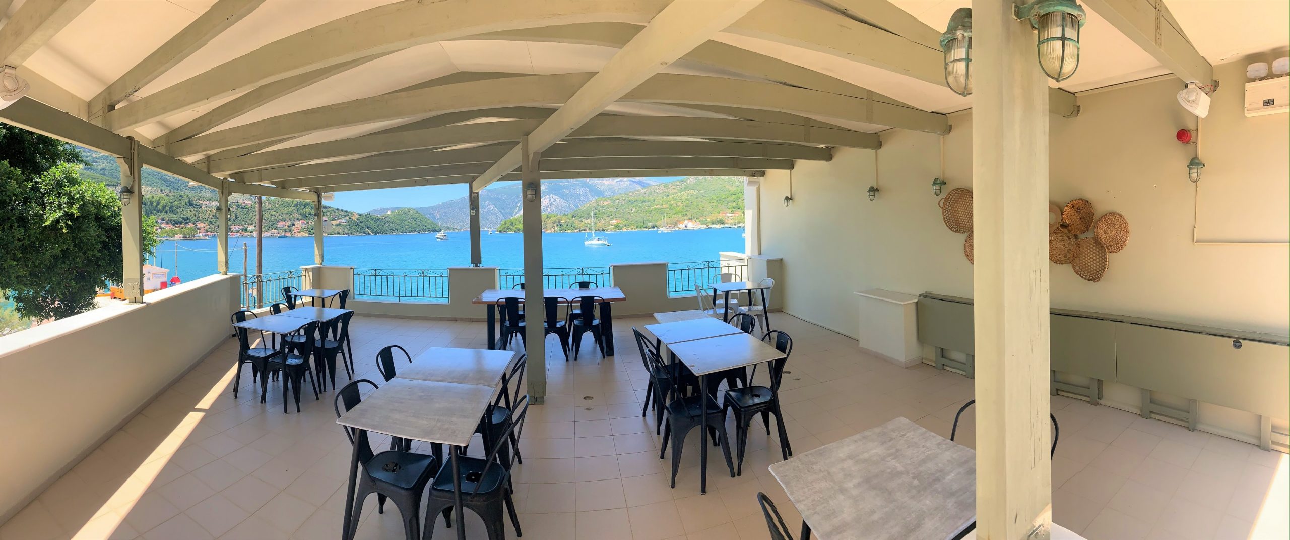 Breakfast area of hotel for sale on Ithaca Greece, Vathi