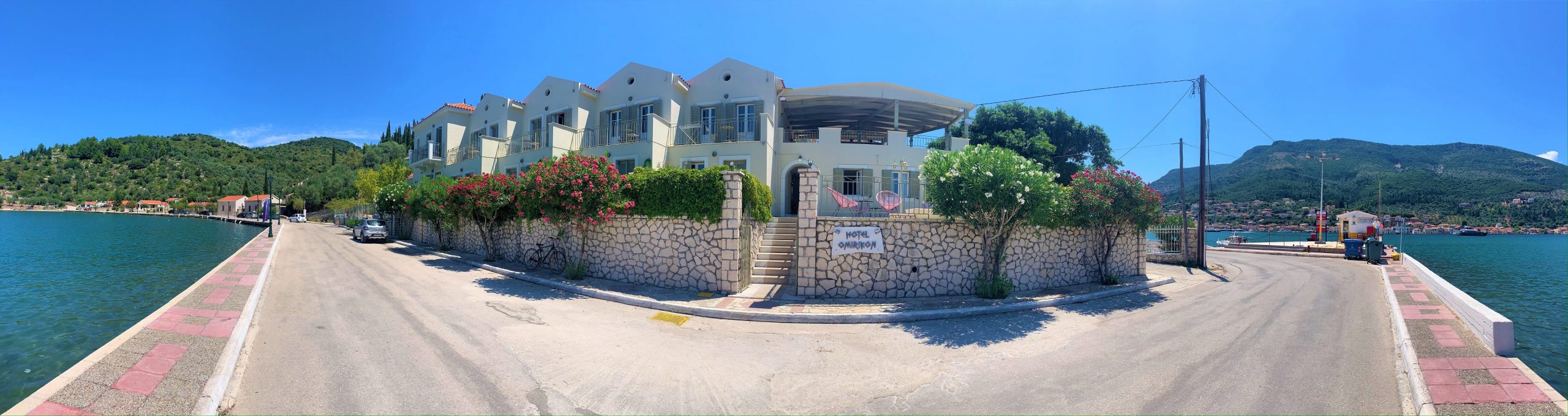 Panoramic view of hotel for sale on Ithaca Greece, Vathi
