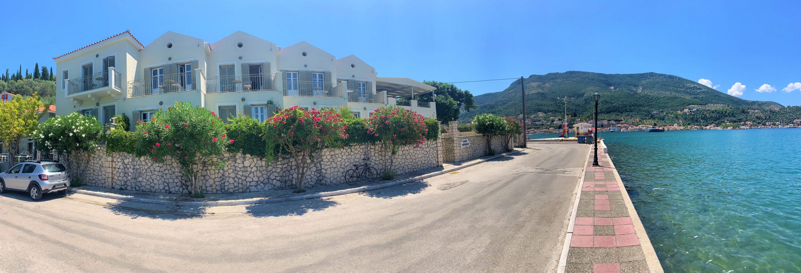 Panoramic view of hotel for sale on Ithaca Greece, Vathi