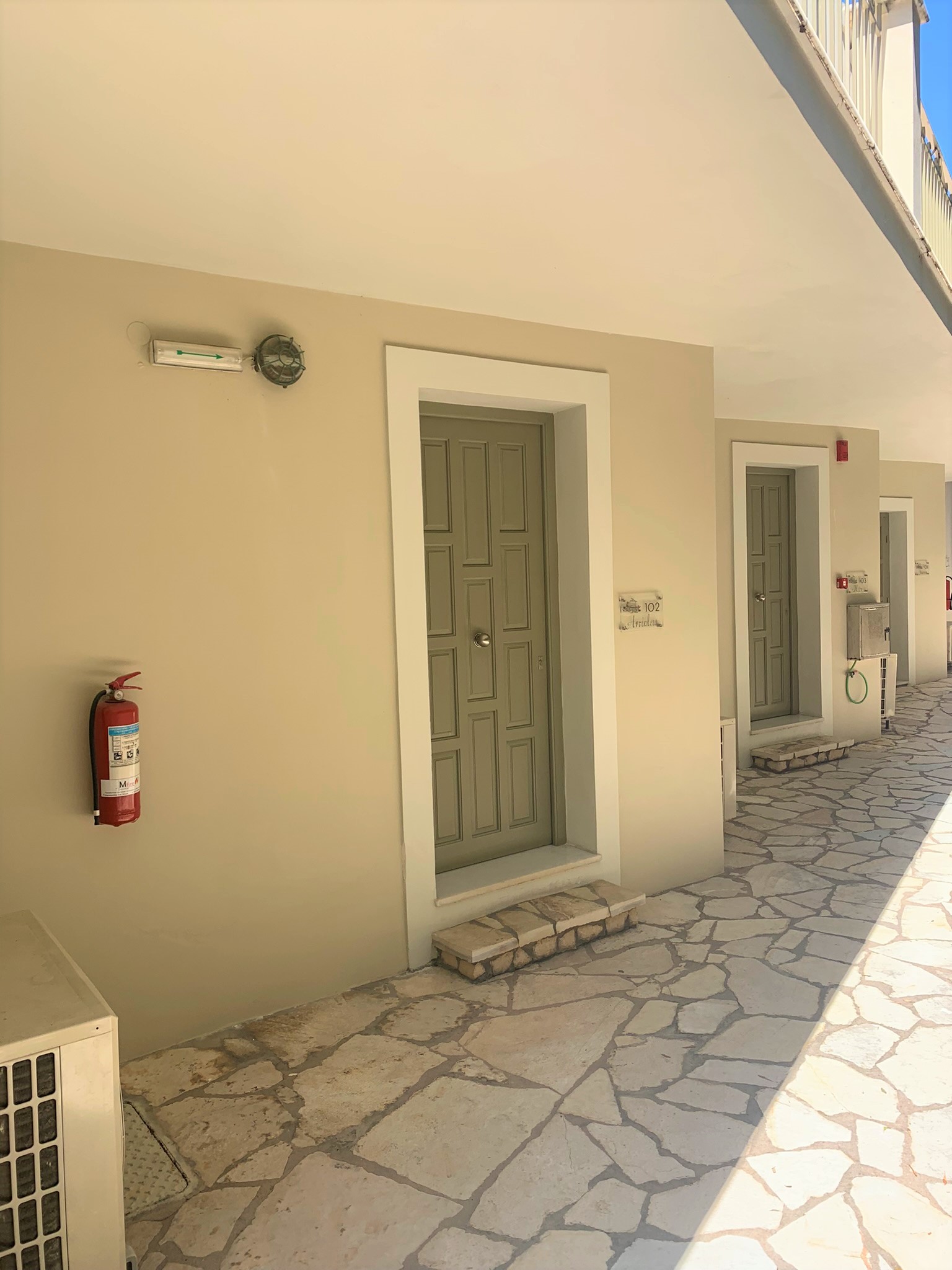 Room entrances of hotel for sale on Ithaca Greece, Vathi