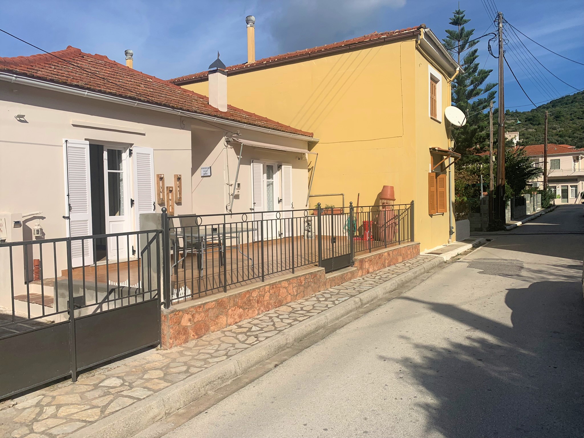 Front exterior of house for sale on Ithaca Greece, Vathi