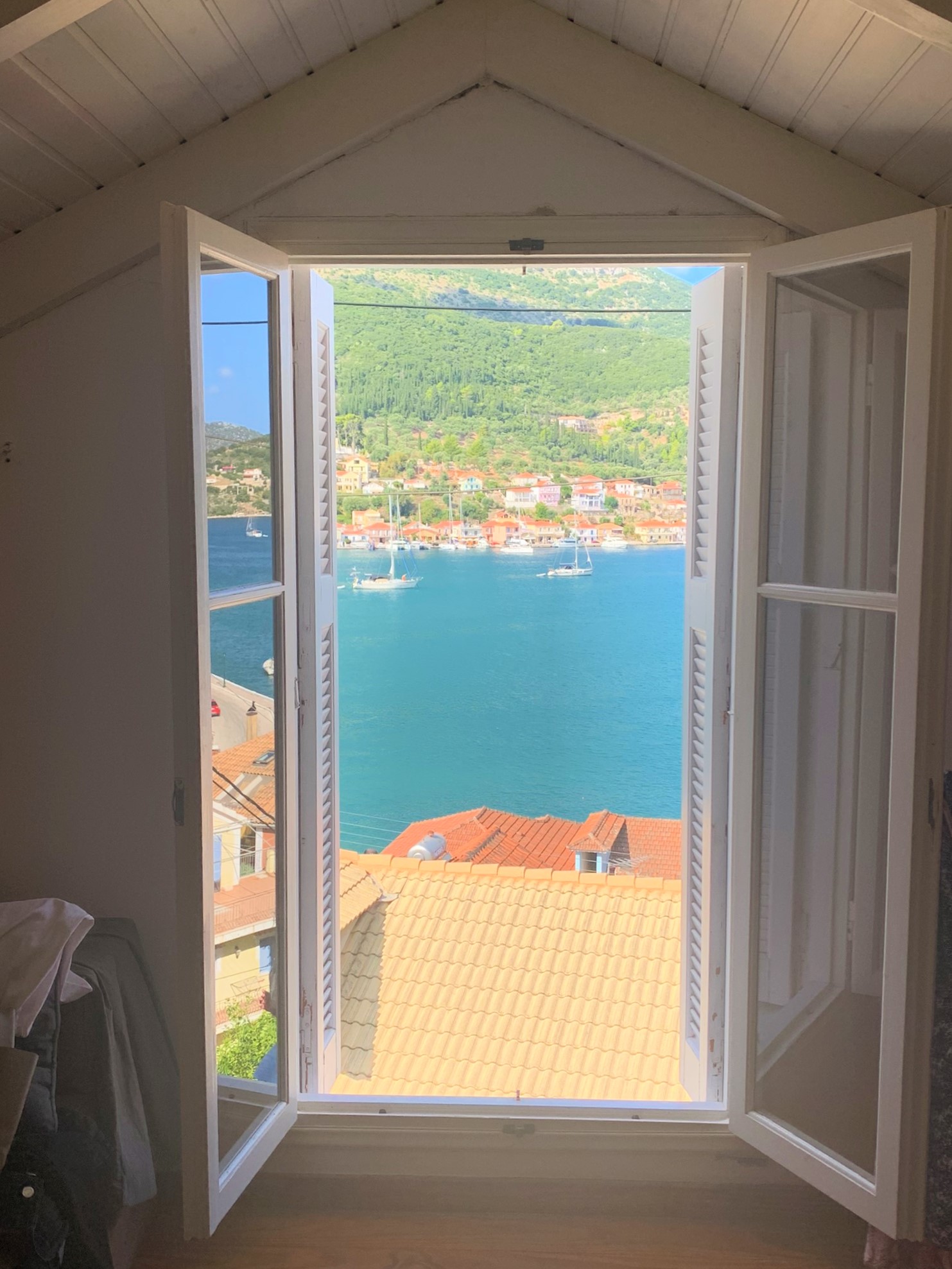 Window view of house for sale in Ithaca Greece, Vathi