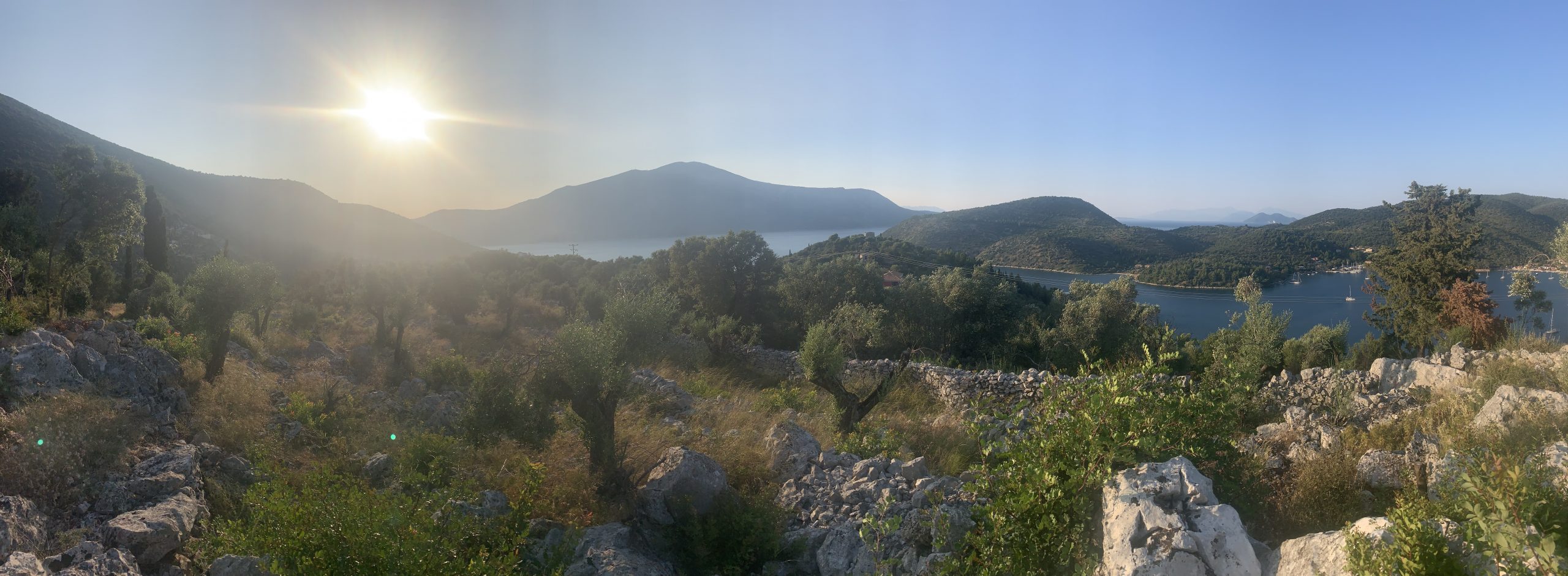 Panoramic view from plots for sale in Ithaca Greece, Vathi