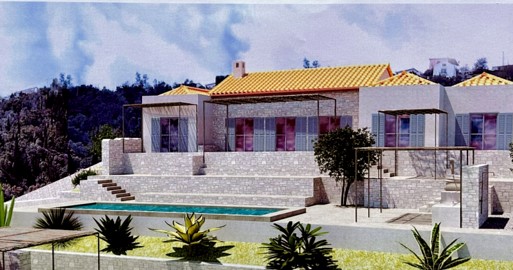 Potential look of house built on land with licence for sale on Ithaca Greece, Kolleri