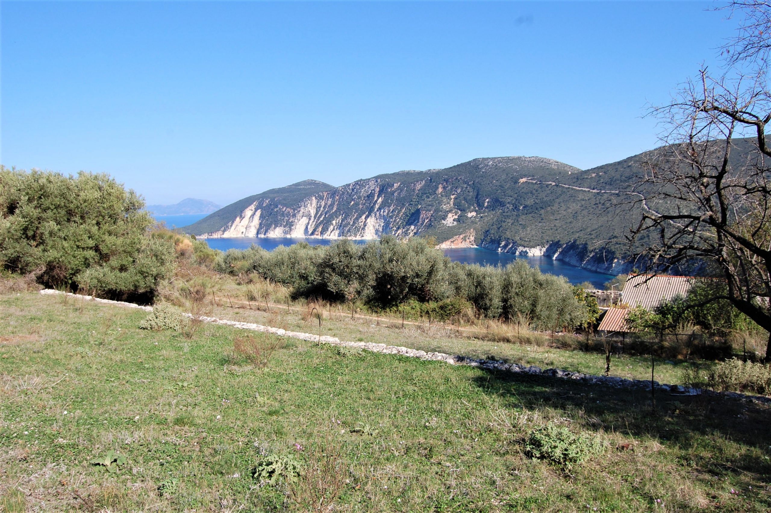 Terrain and landscape of land with building license for sale on Ithaca Greece, Kolleri
