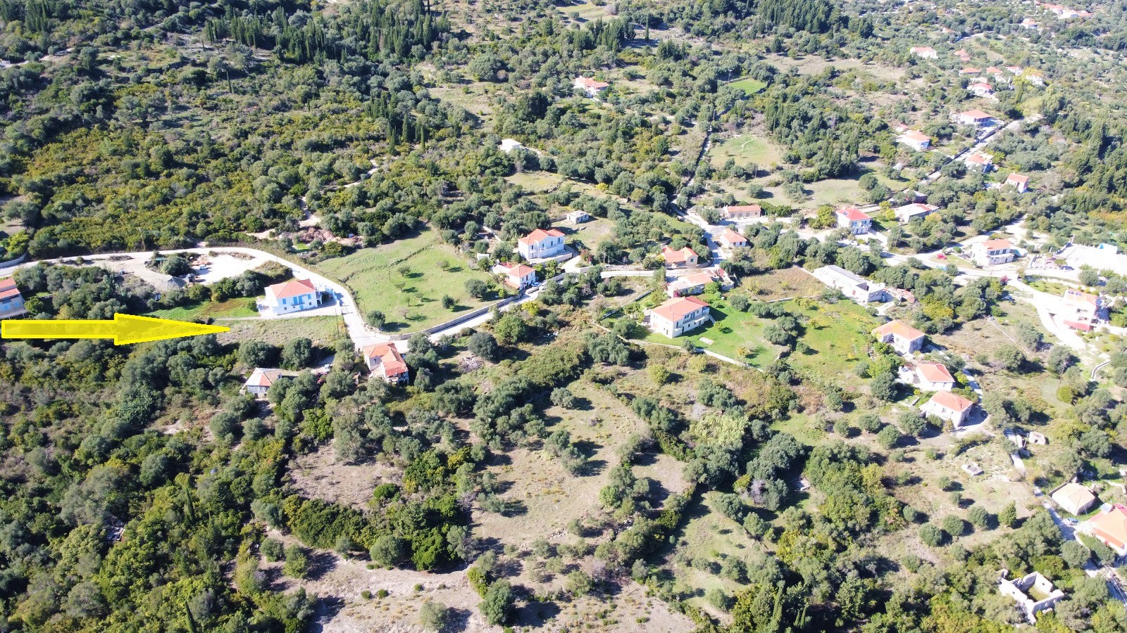 Aerial views of land for sale on Ithaca, Greece, Platrithias