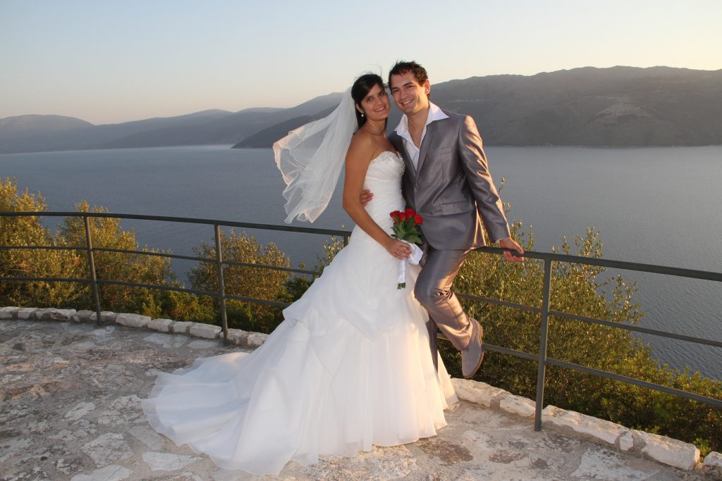 Newly married couple on Ithaca Greece