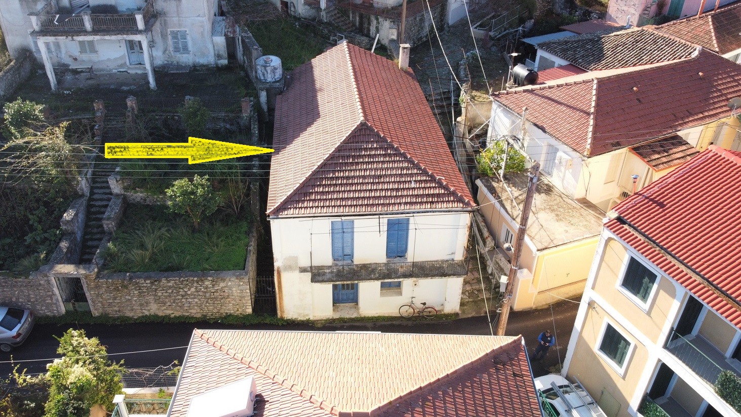 Aerial view and location of house for sale in Ithaca Greece, Vathi