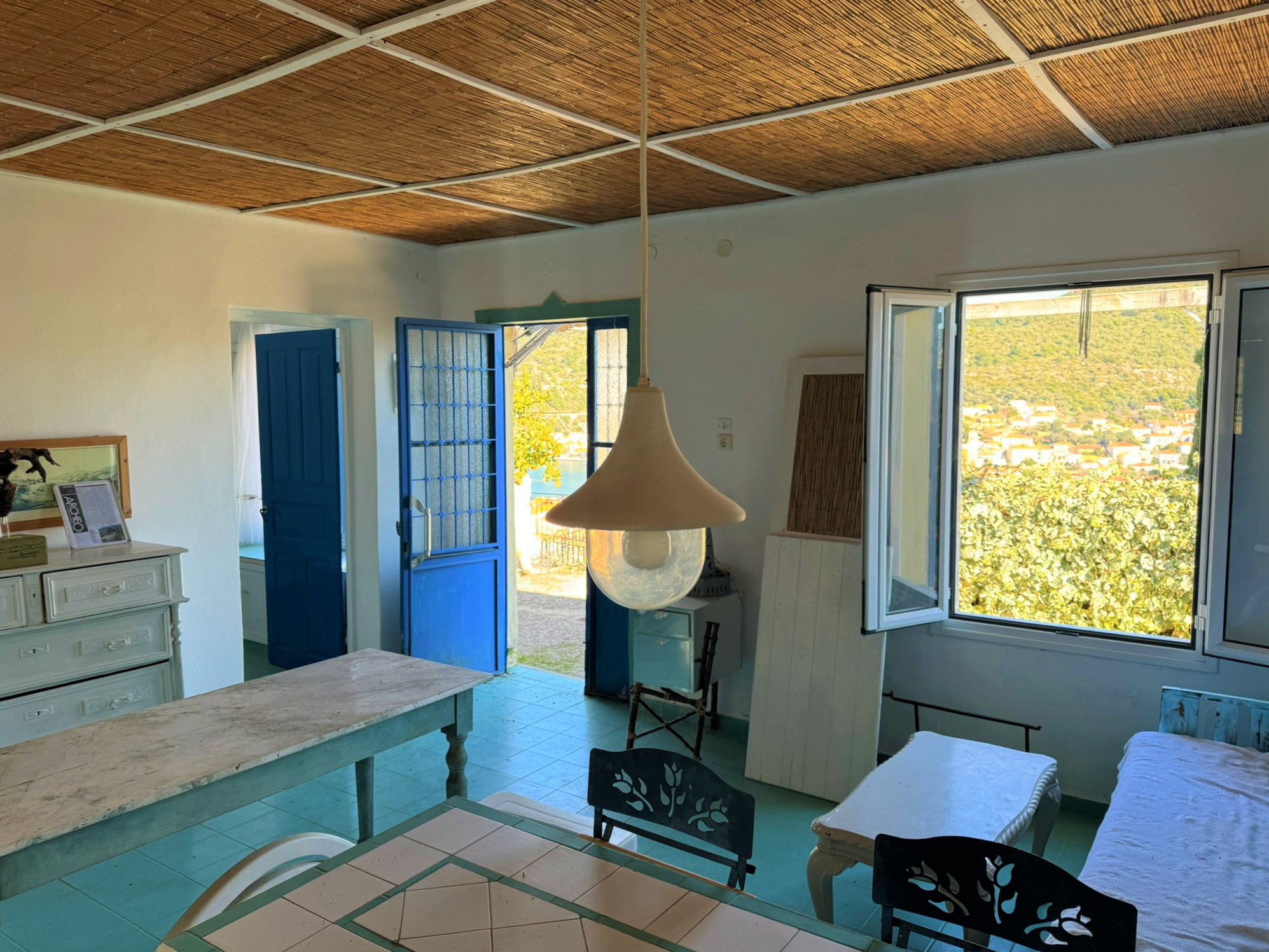 Views from and interior of house for sale in Ithaca Greece, Vathi