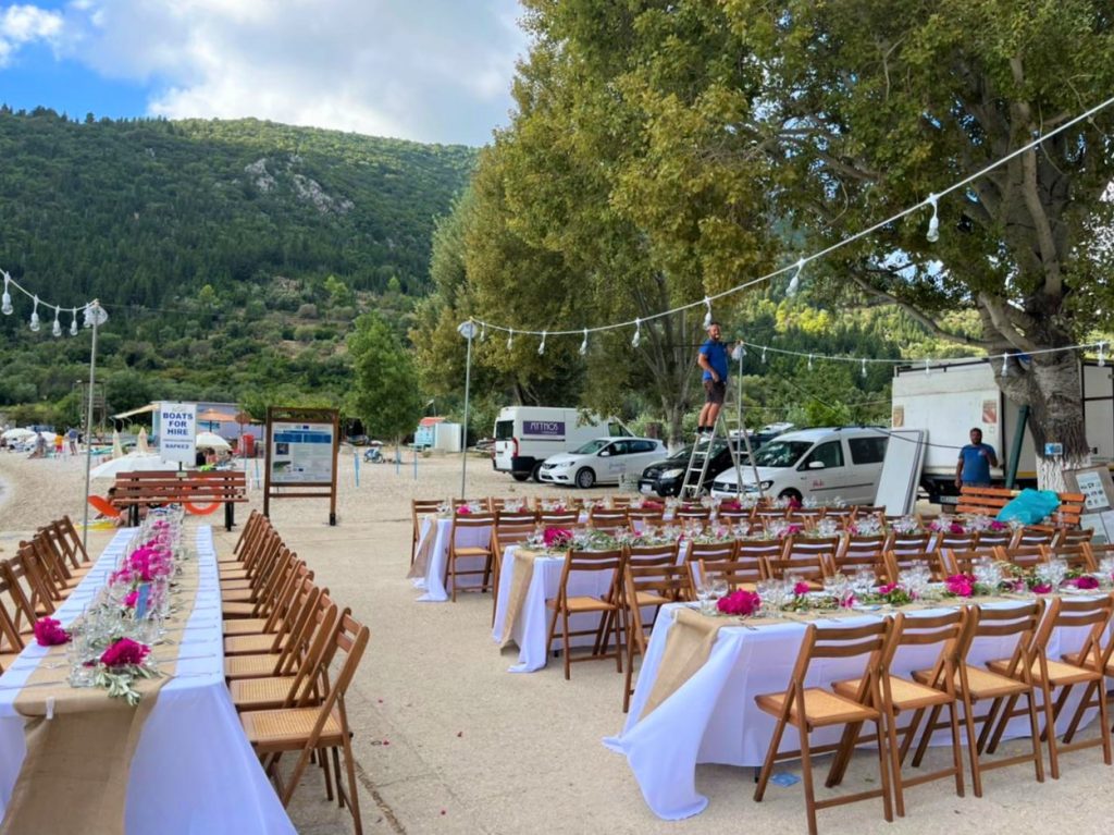 Organising beach wedding reception on Ithaca Greece