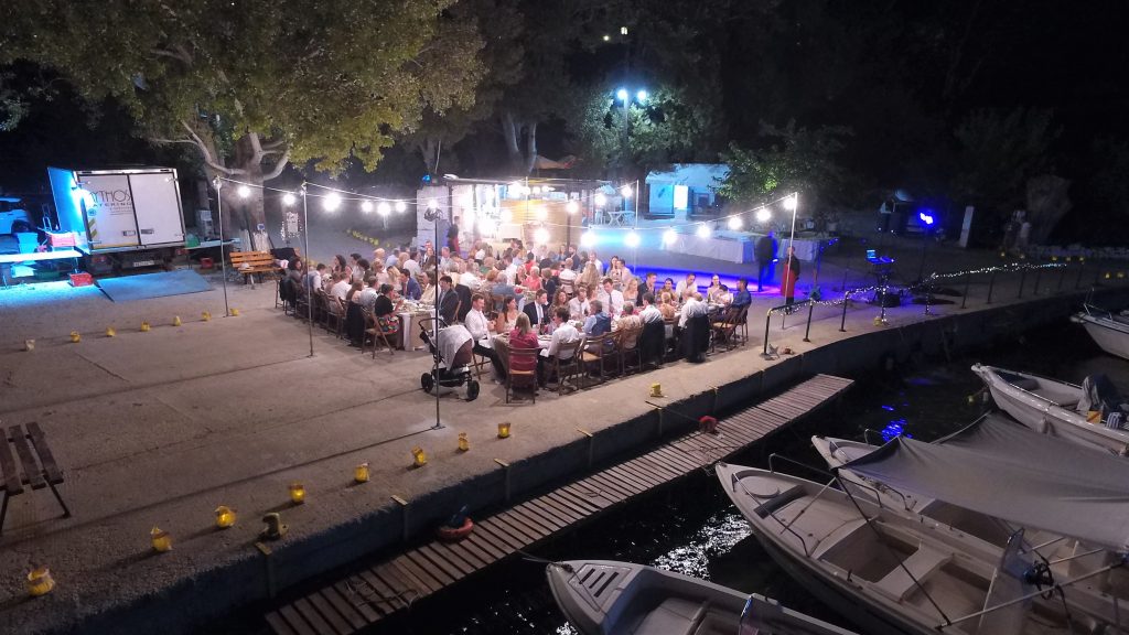 Wedding reception on seafront, Ithaca Greece