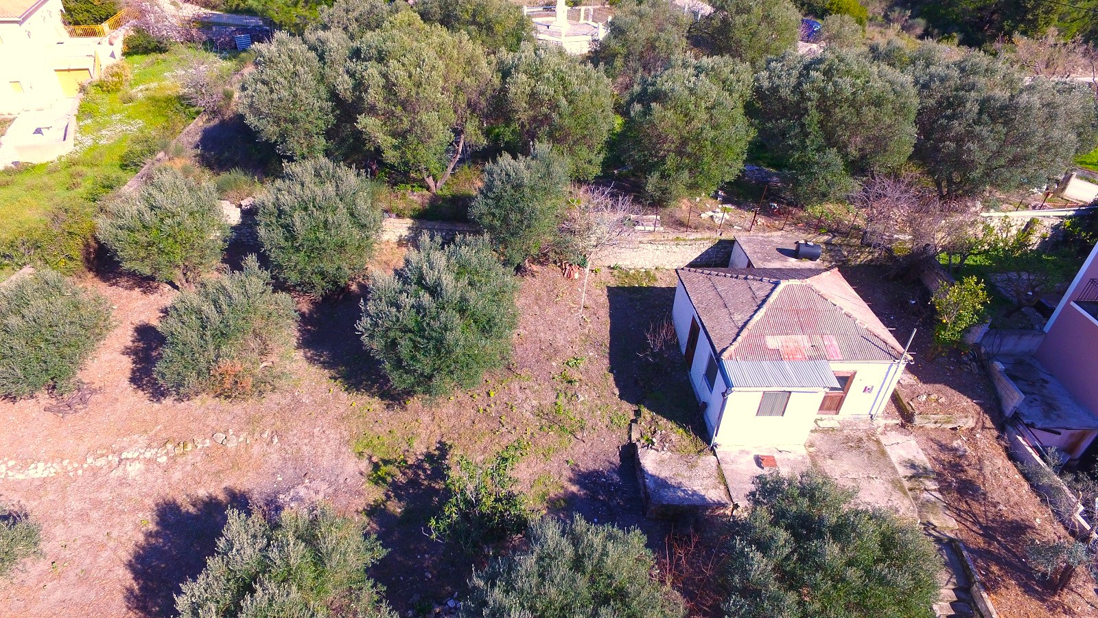 Aerial views of house with garden for sale in Ithaca Greece, Platrithya