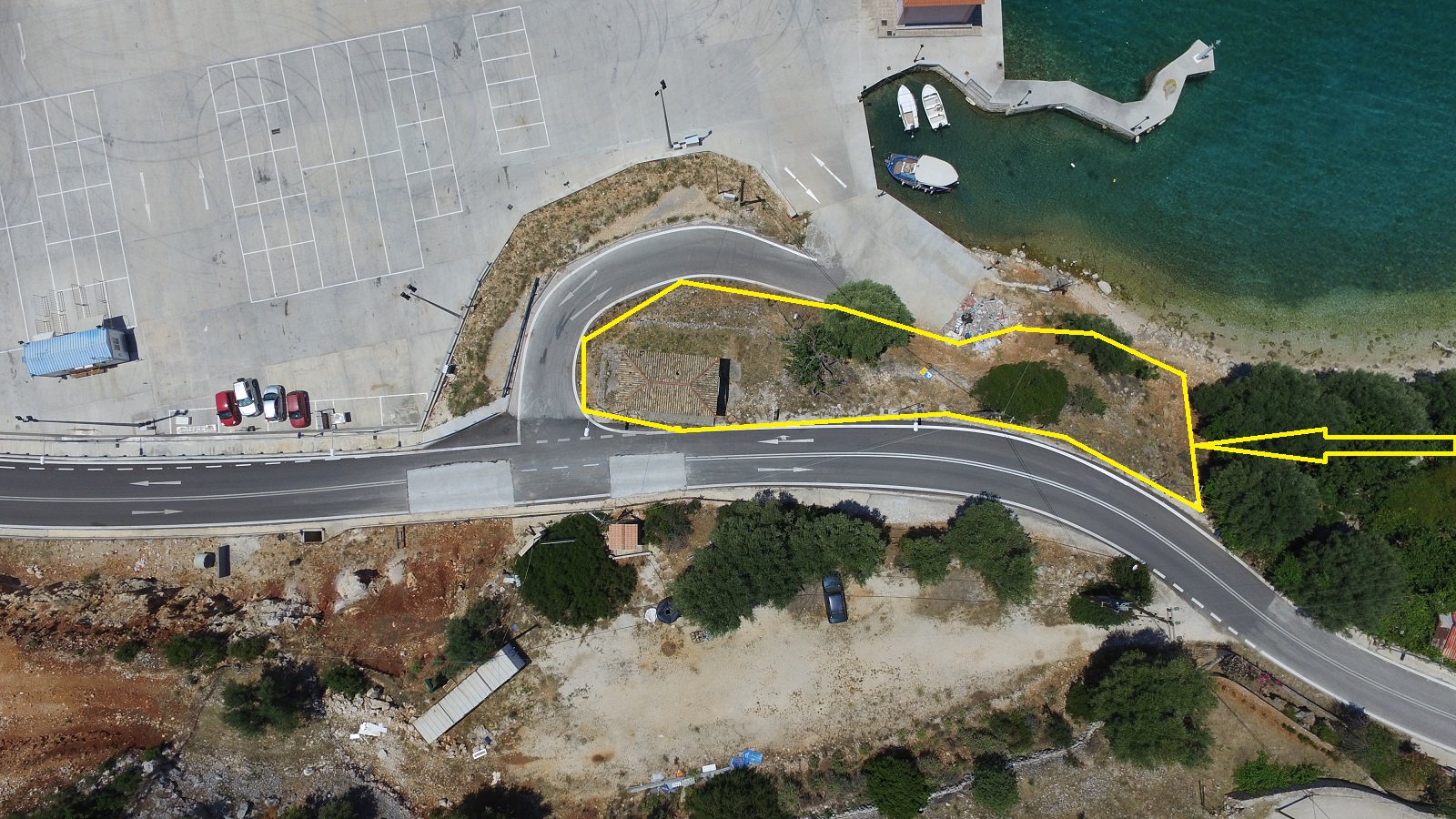 Aerial view and borders of house for sale in Ithaca Greece