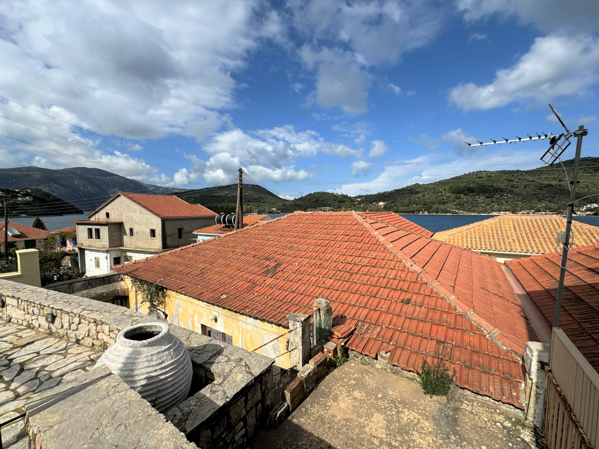 View from top terrace of house for sale in Ithaca Greece, Vathi