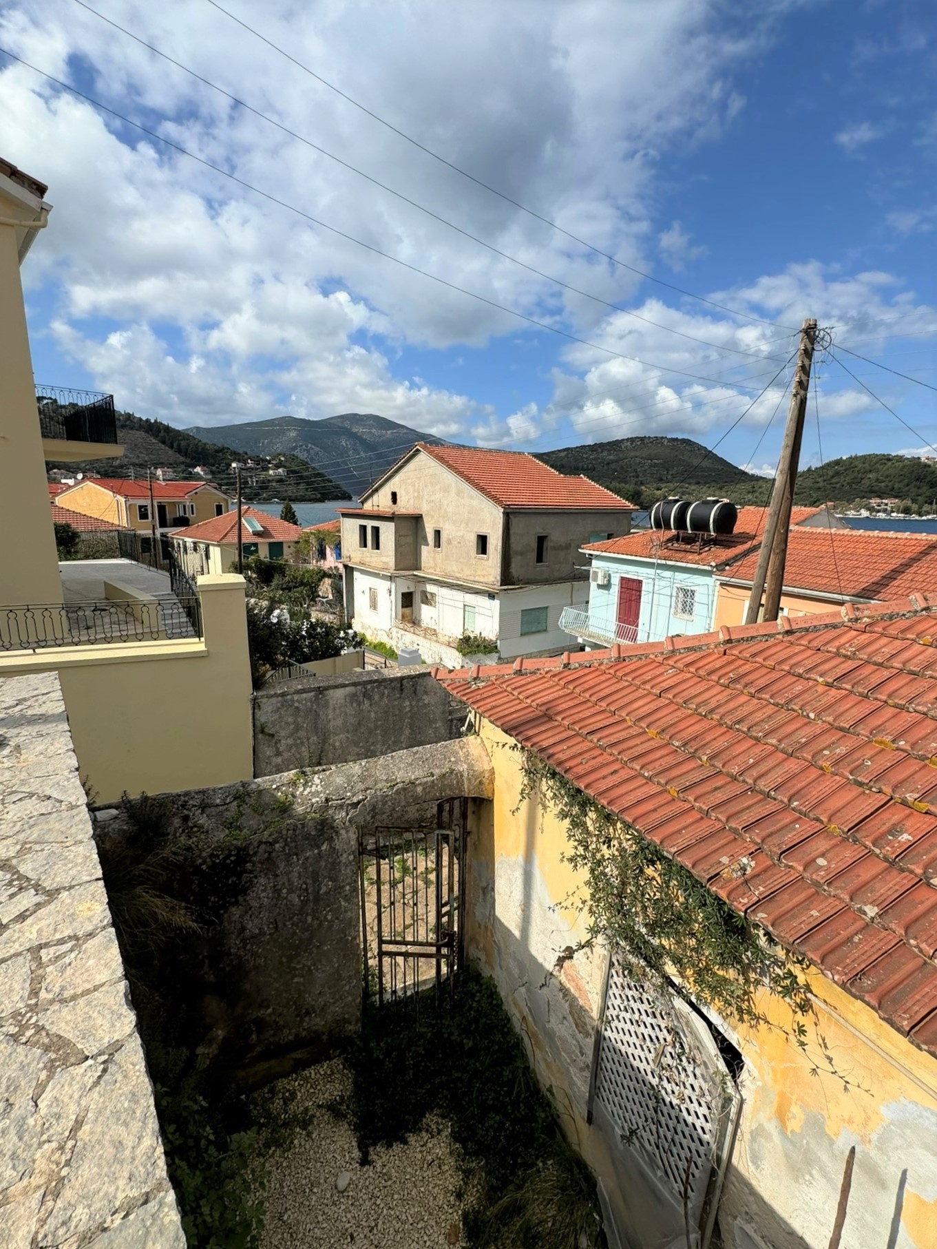 View from top terrace of house for sale in Ithaca Greece, Vathi