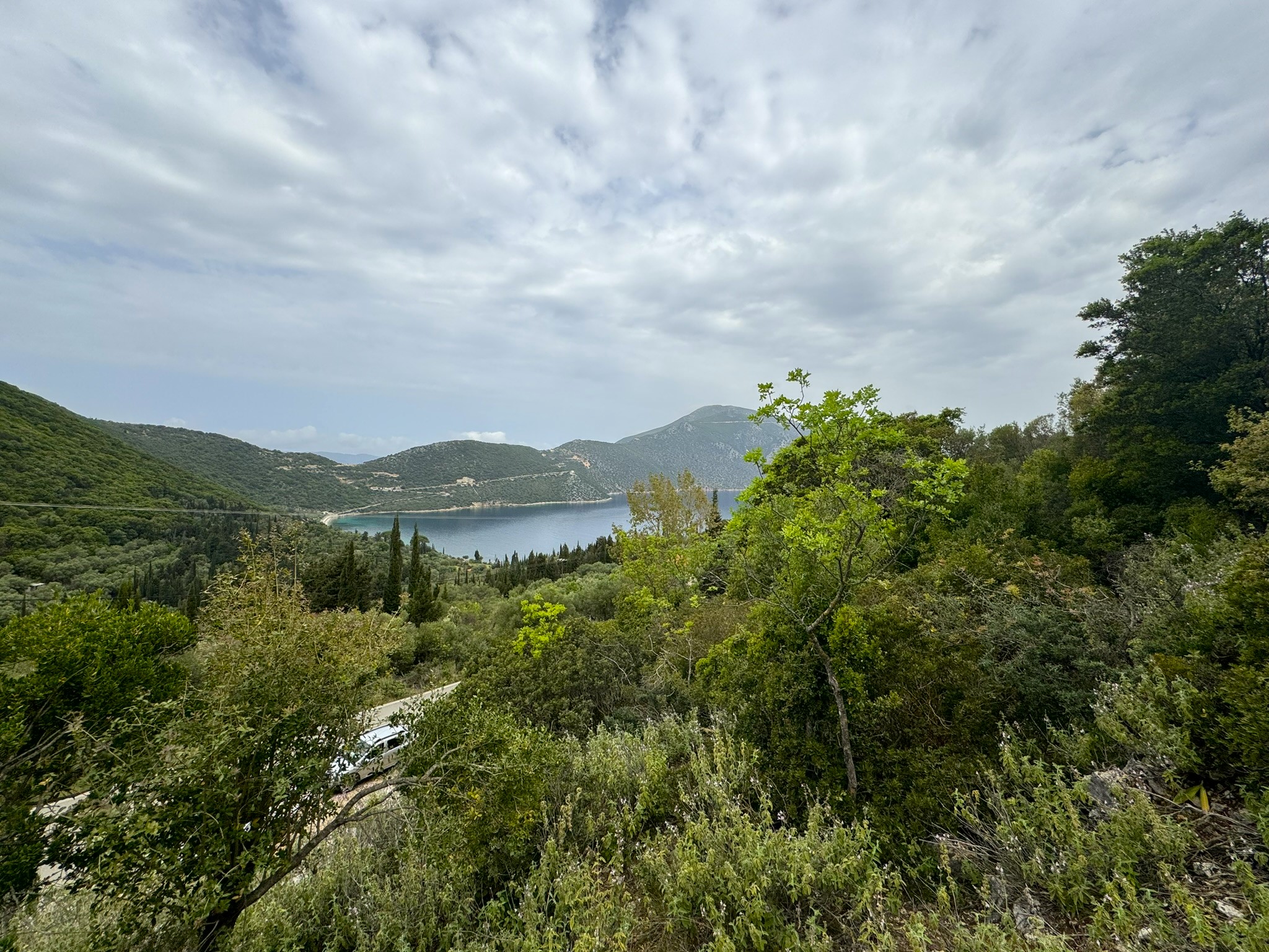 Landscape and sea view of land for sale in Ithaca Greece Piso Aetos