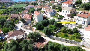 Aerial view and location of land with building license for sale in Ithaca Greece, Vathi