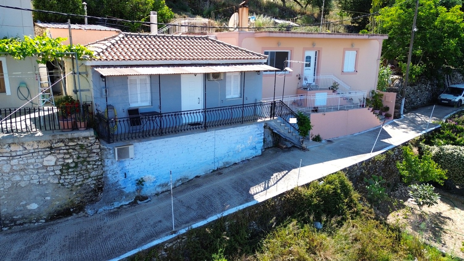 Aerial views of house for sale in Ithaca Greece Perachori