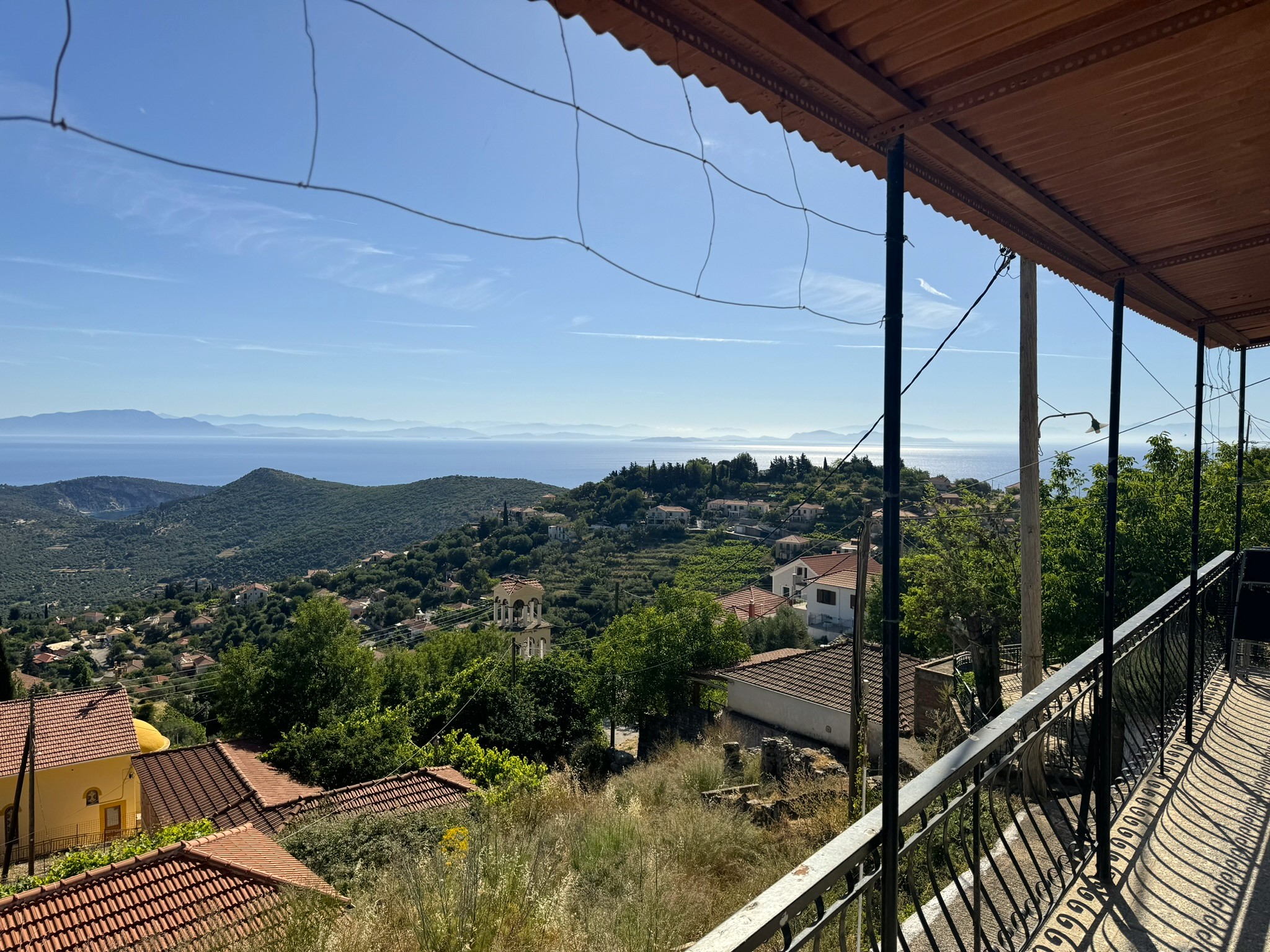 Balcony views of house for sale in Ithaca Greece Perachori