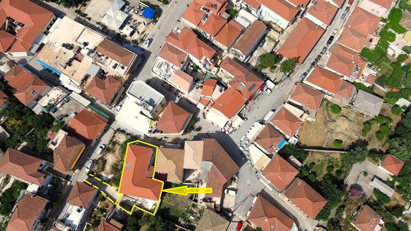 Aerial views and borders of house for sale in Ithaca Greece Vathi