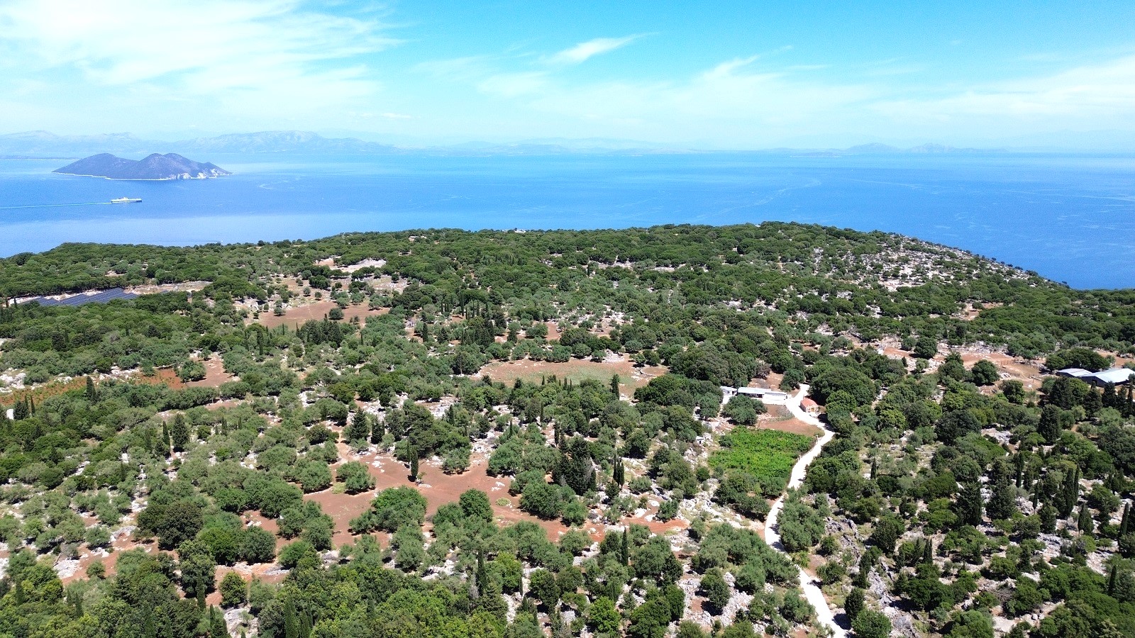 Aerial views of land for sale in Ithaca Greece Anoghi