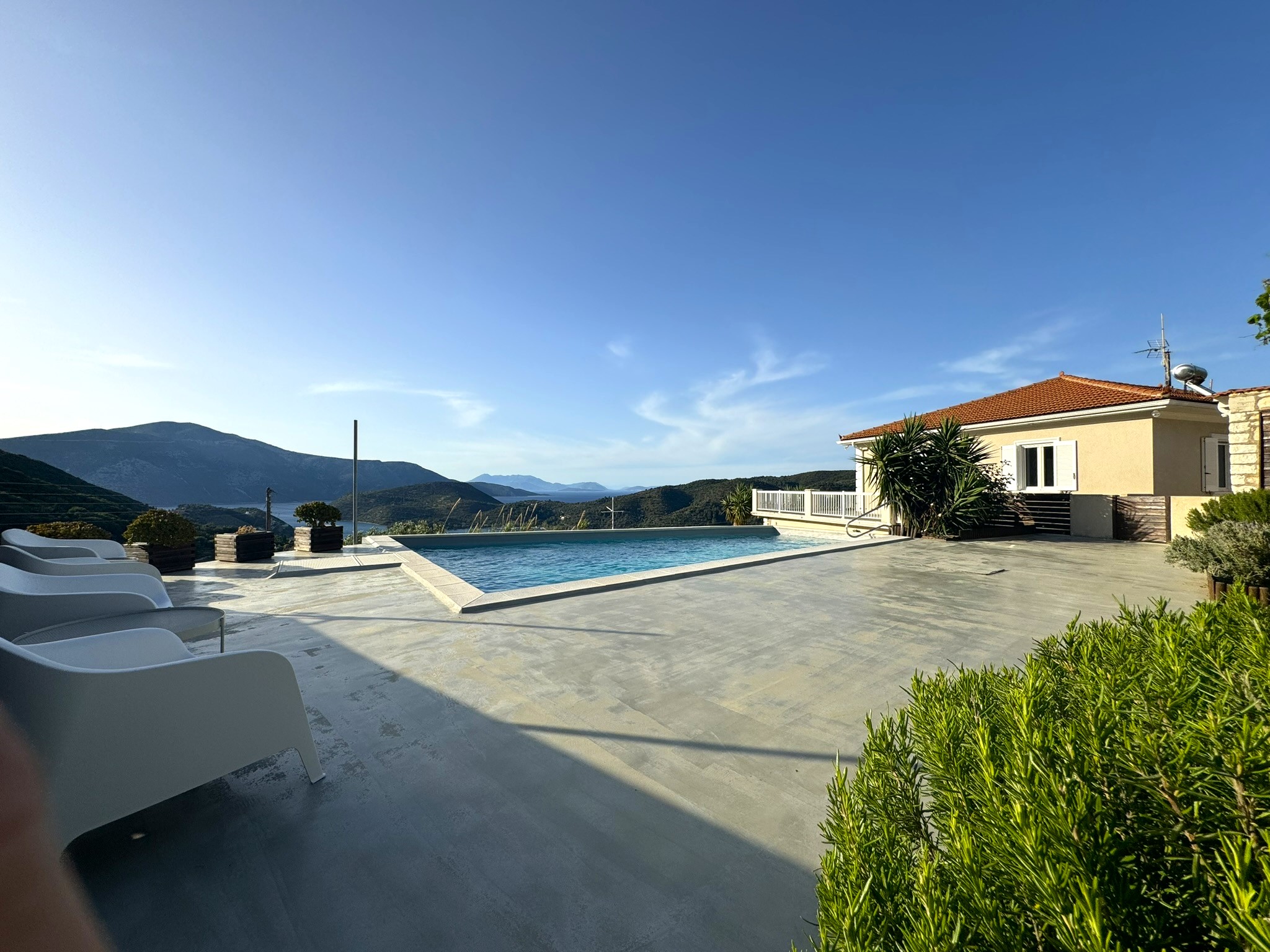 Pool area of villa for rent in Ithaca Greece Perachori