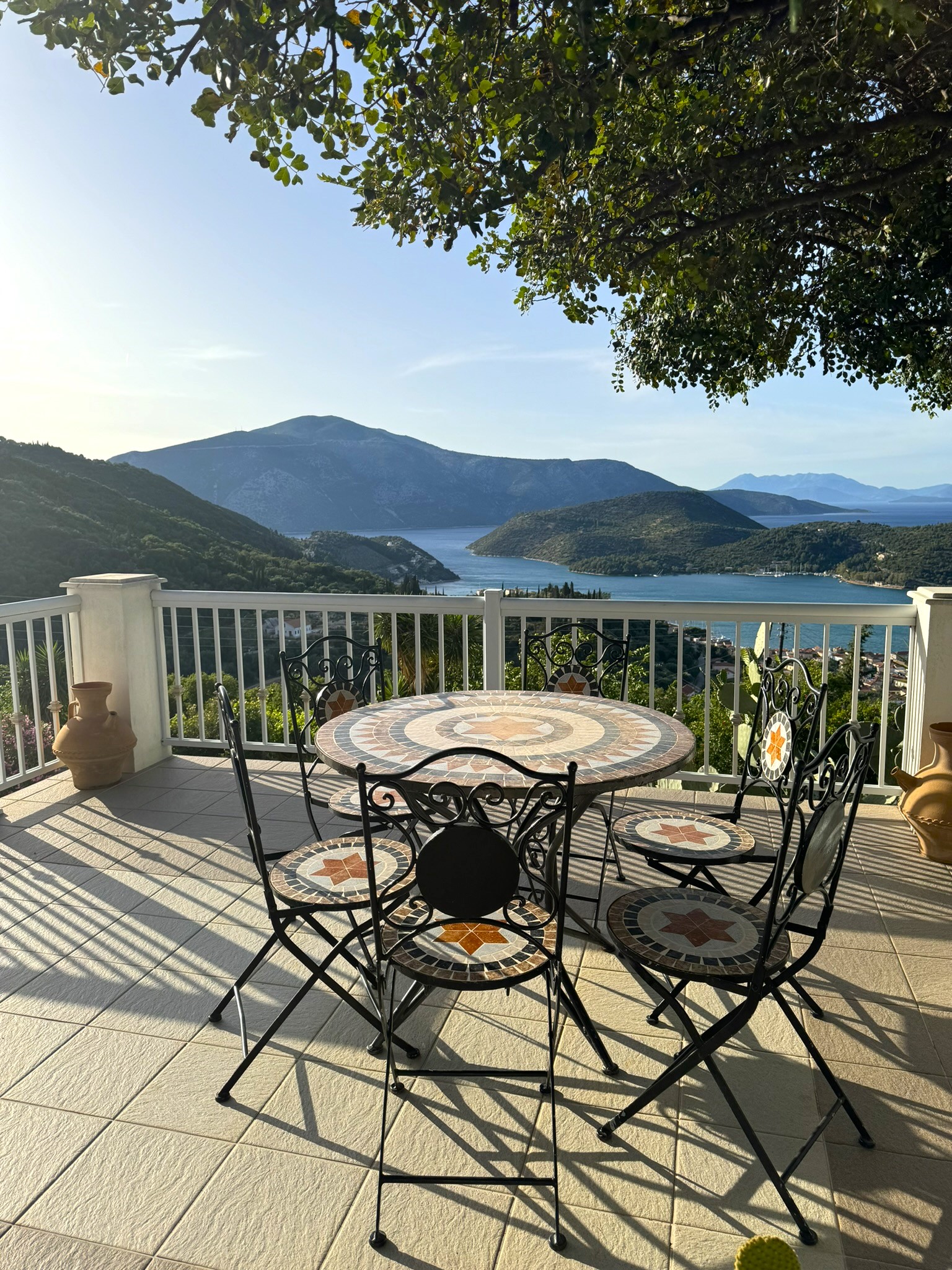 Balcony of villa with pool for rent in Ithaca Greece Perachori