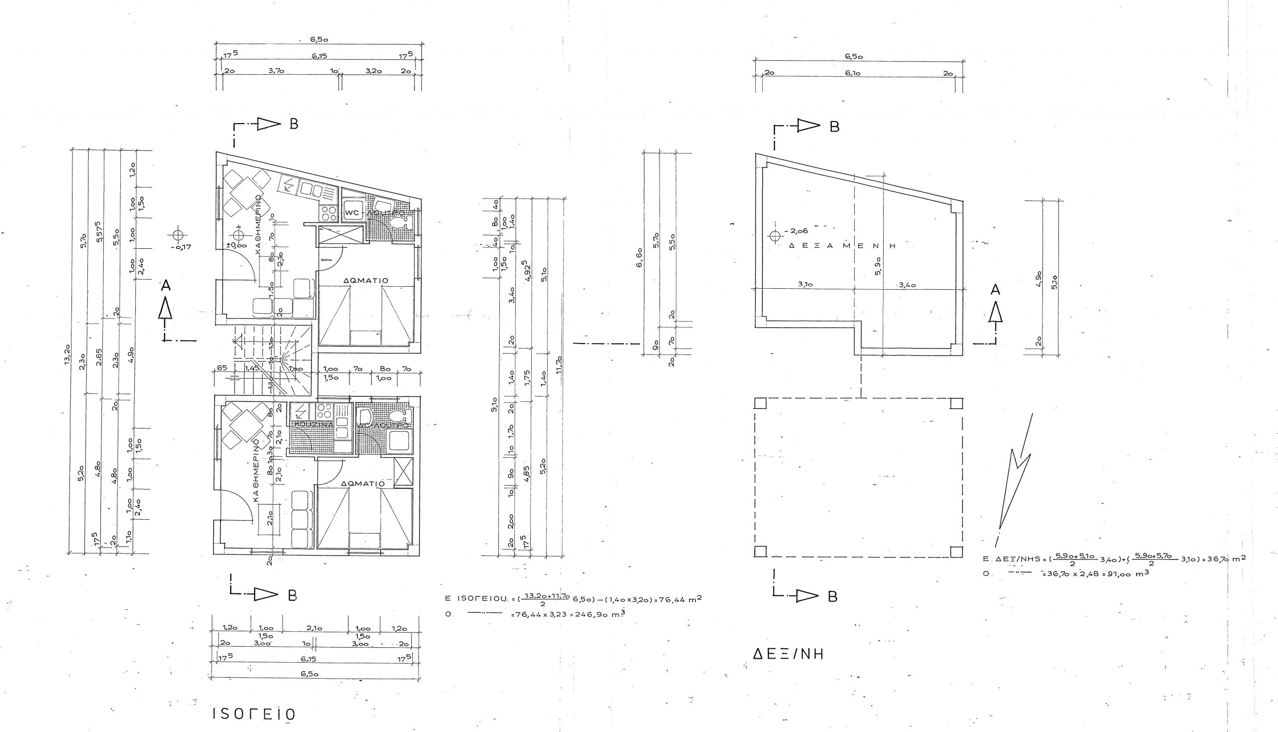 Aerial view with location and border of house and apartments for sale in Ithaca Greece Vathi