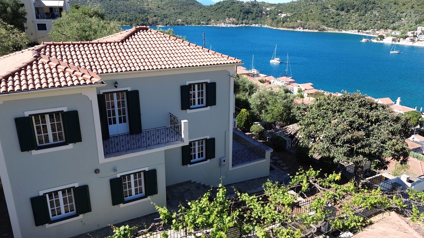 Aerial view of house for sale in Ithaca Greece Vathi