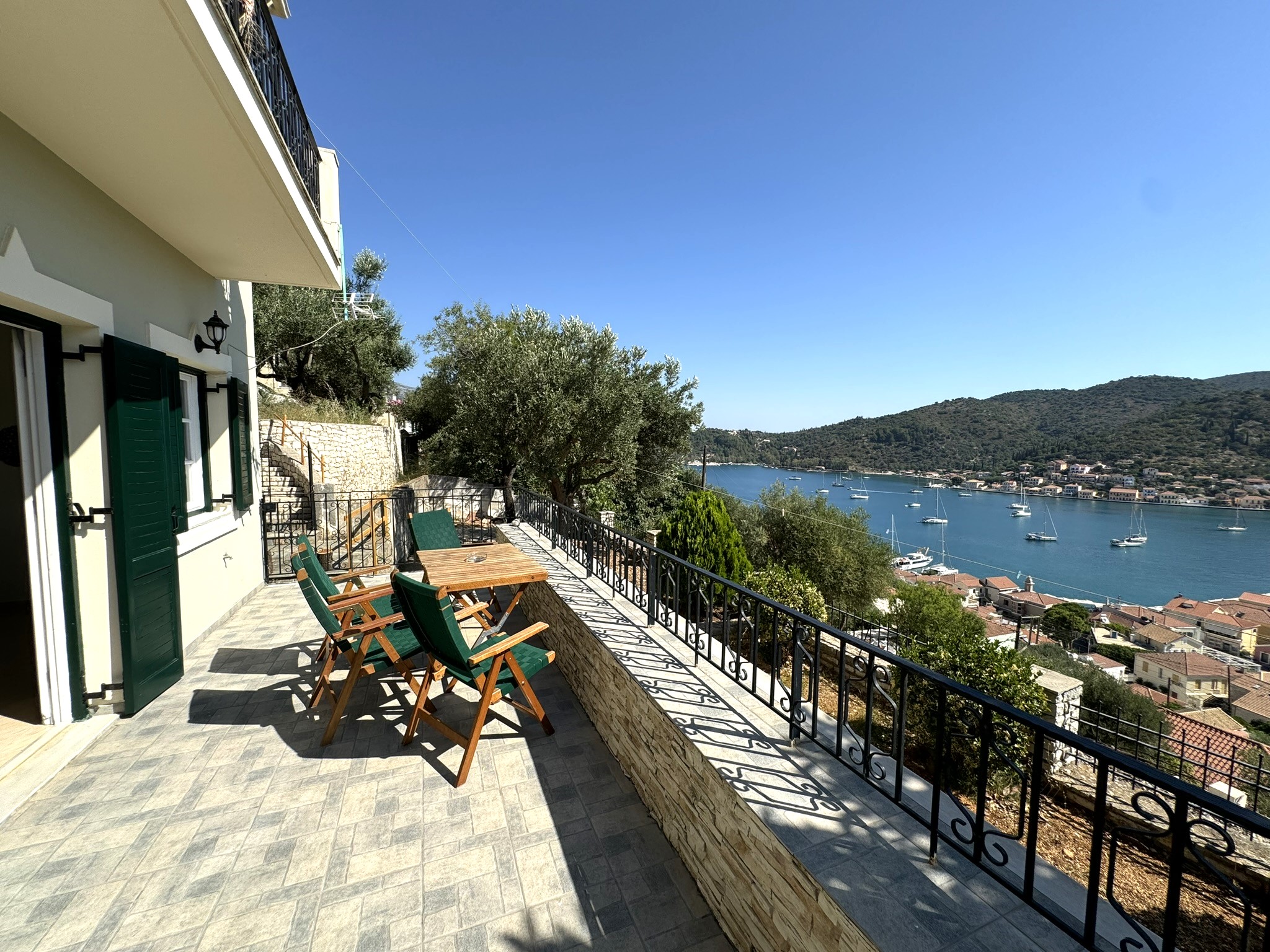 Ground floor veranda and views of house for sale in Ithaca Greece Vathi