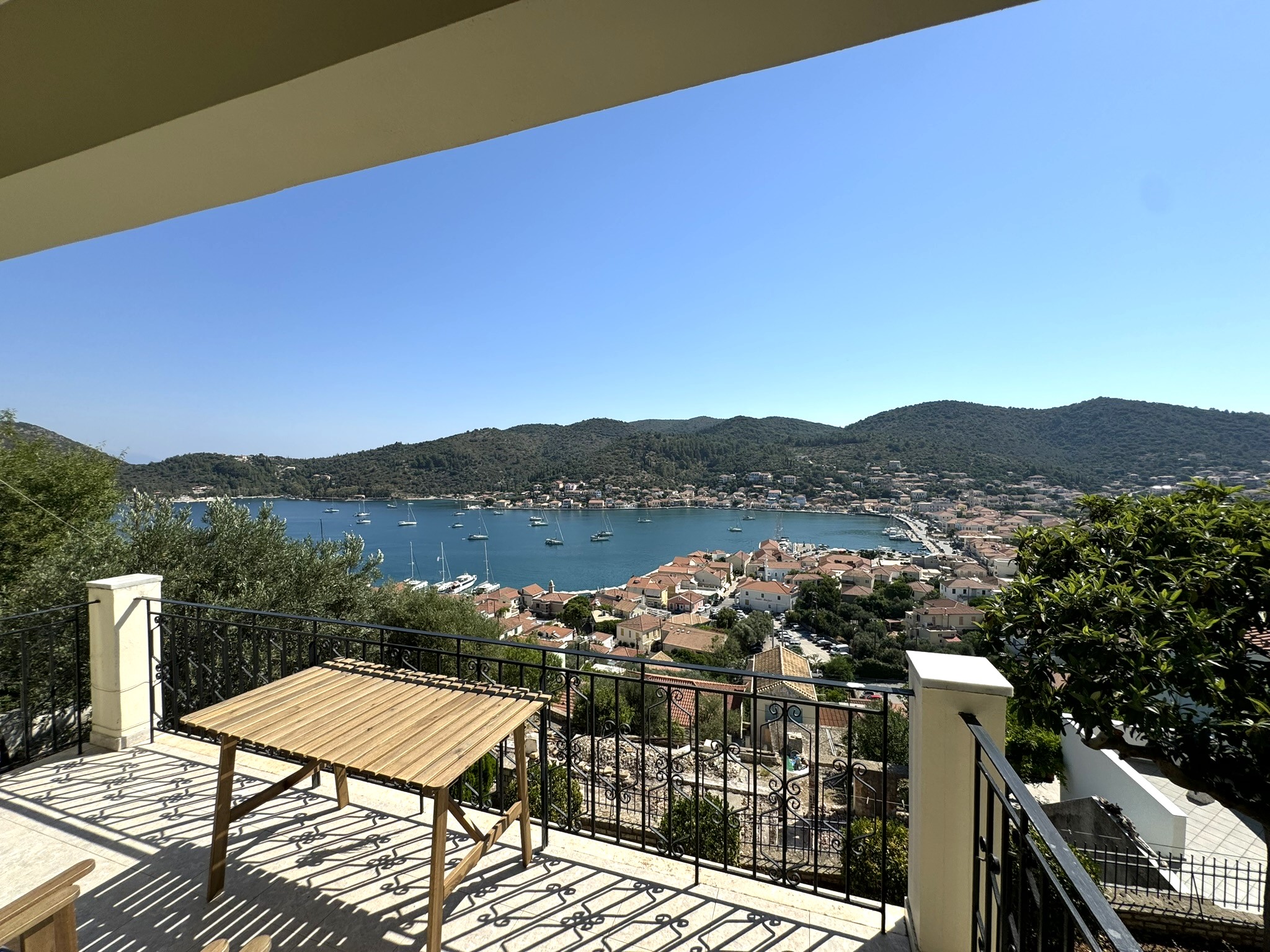 Balcony views of house for sale in Ithaca Greece Vathi