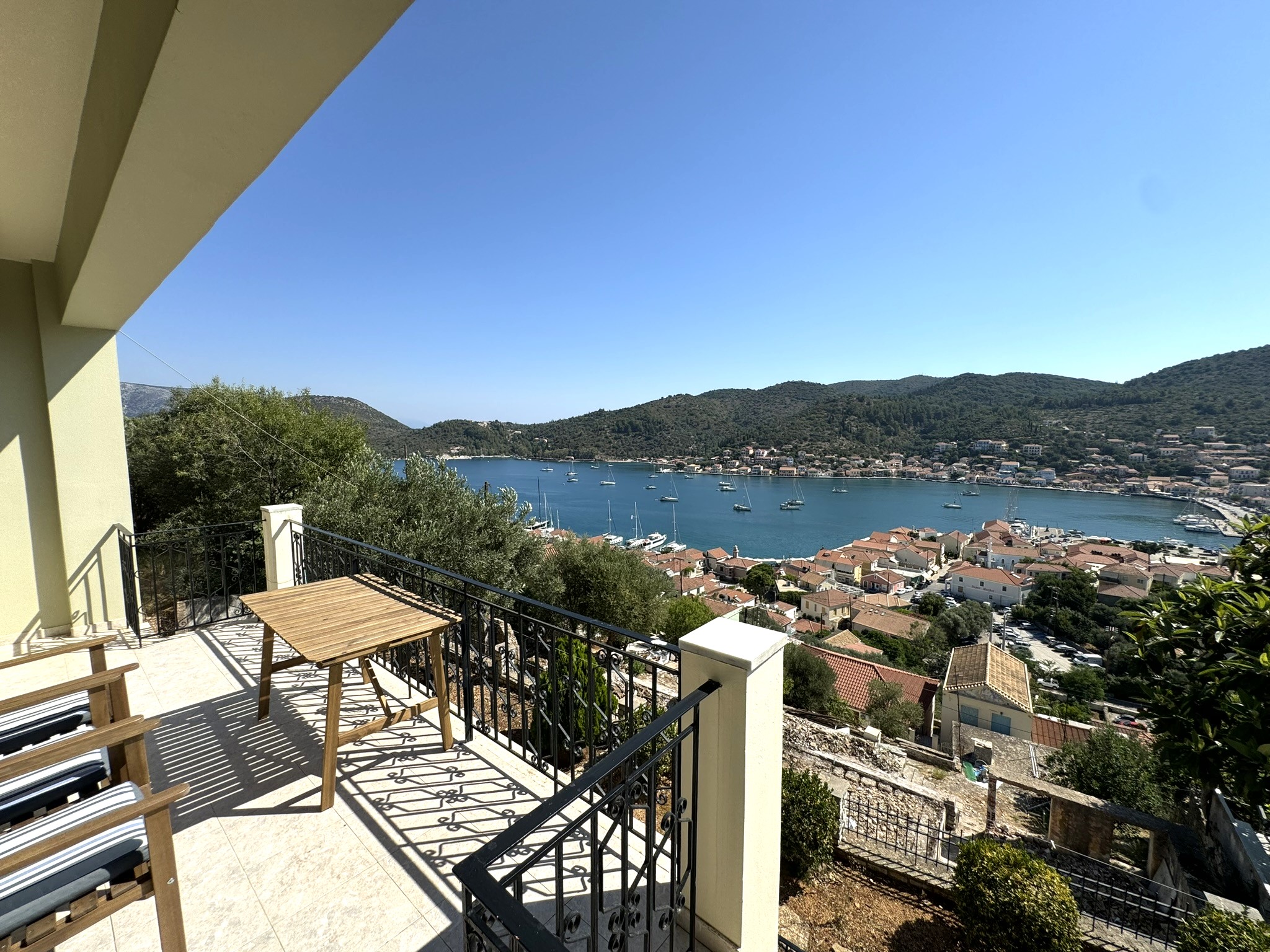 Balcony views of house for sale in Ithaca Greece Vathi