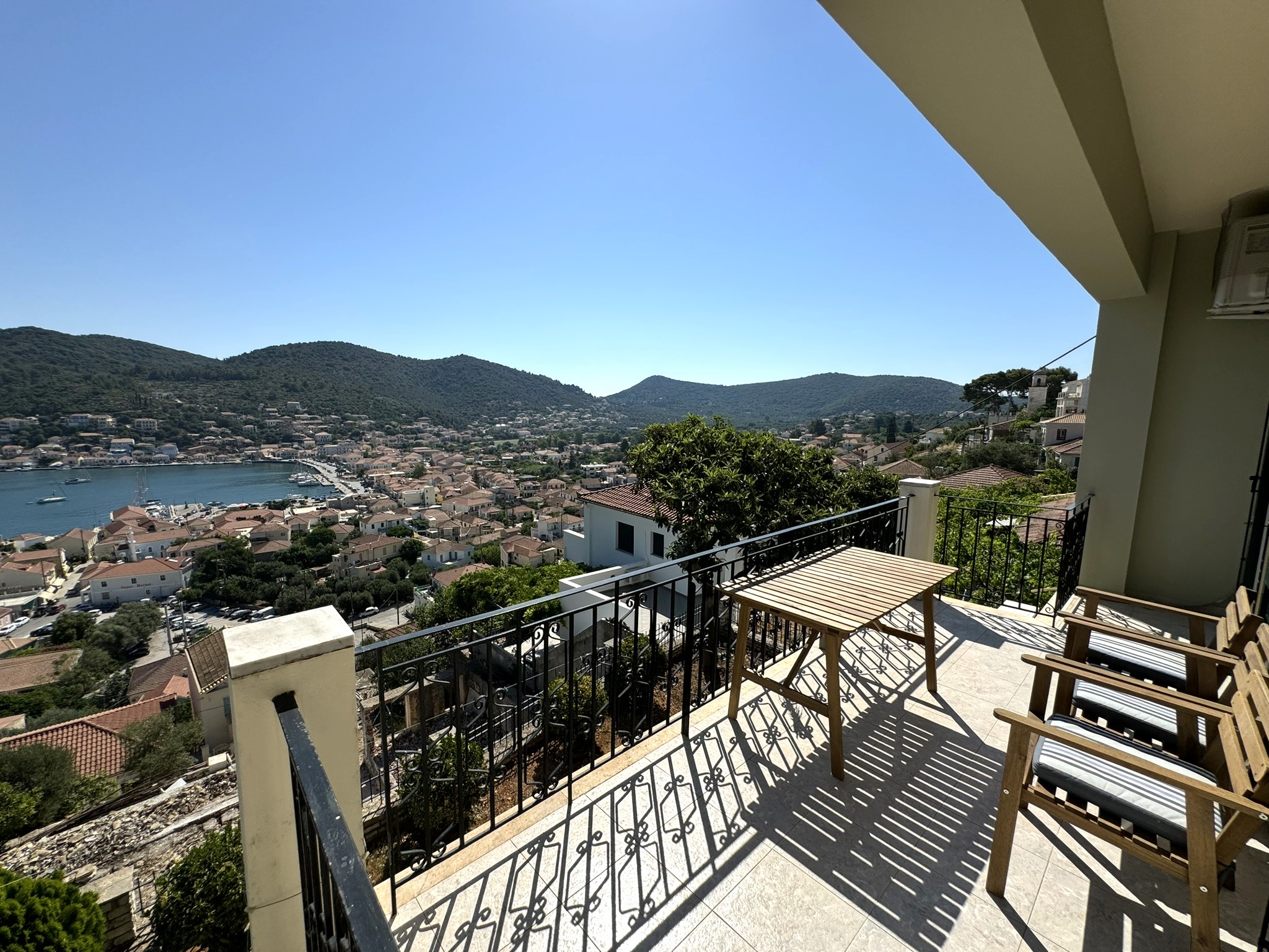 Balcony views of house for sale in Ithaca Greece Vathi