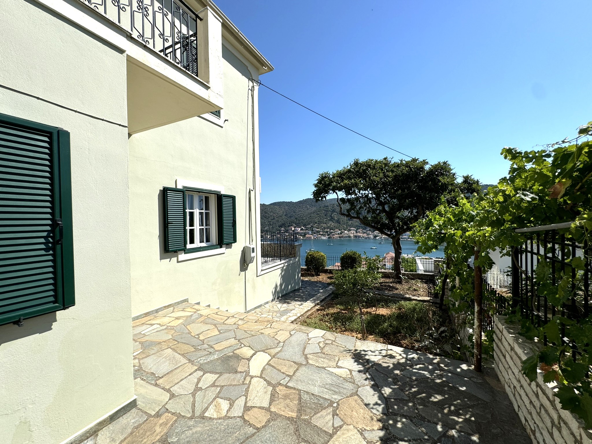 Outside area and views of house for sale in Ithaca Greece Vathi