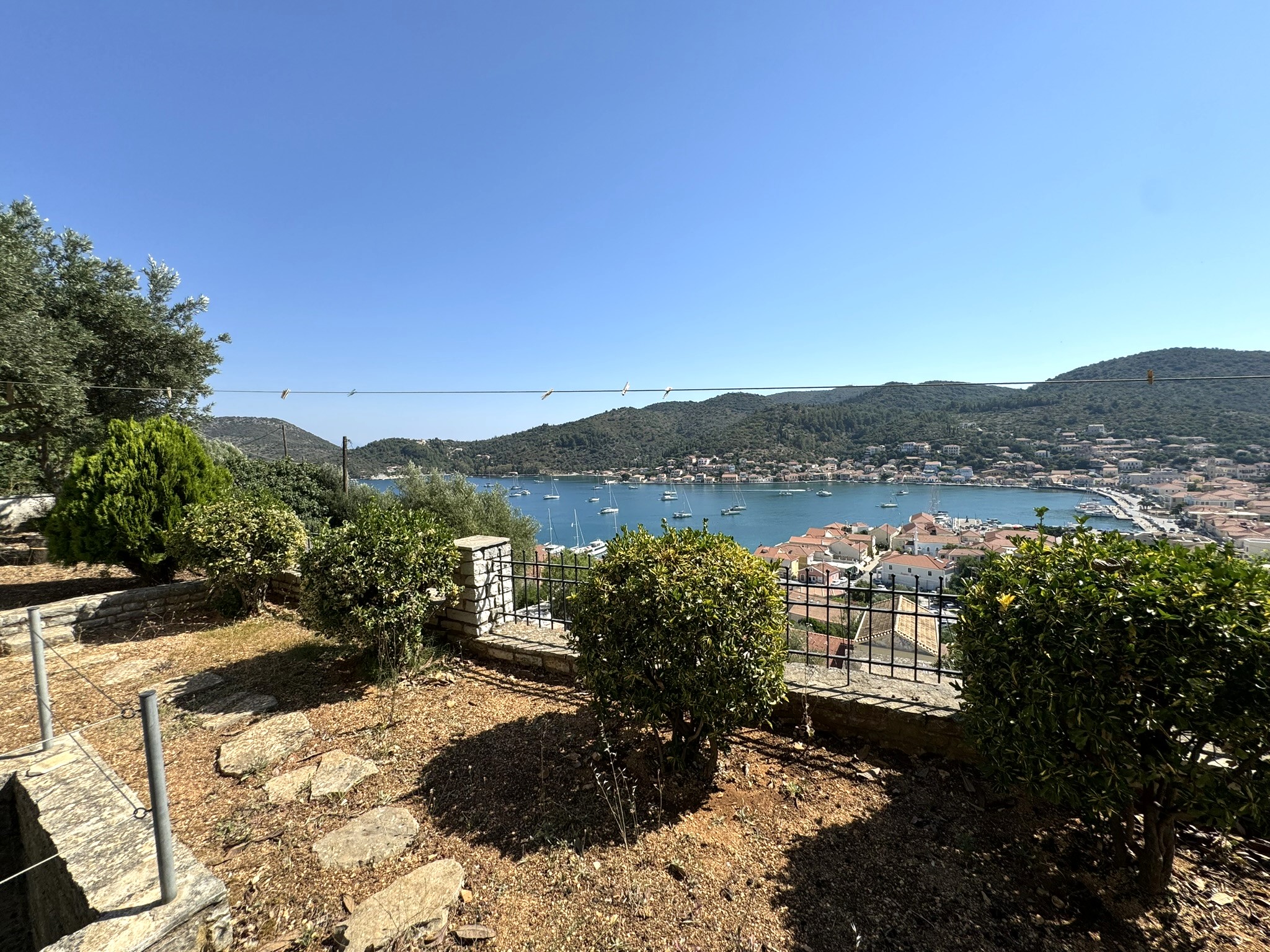 Outside area and views of house for sale in Ithaca Greece Vathi