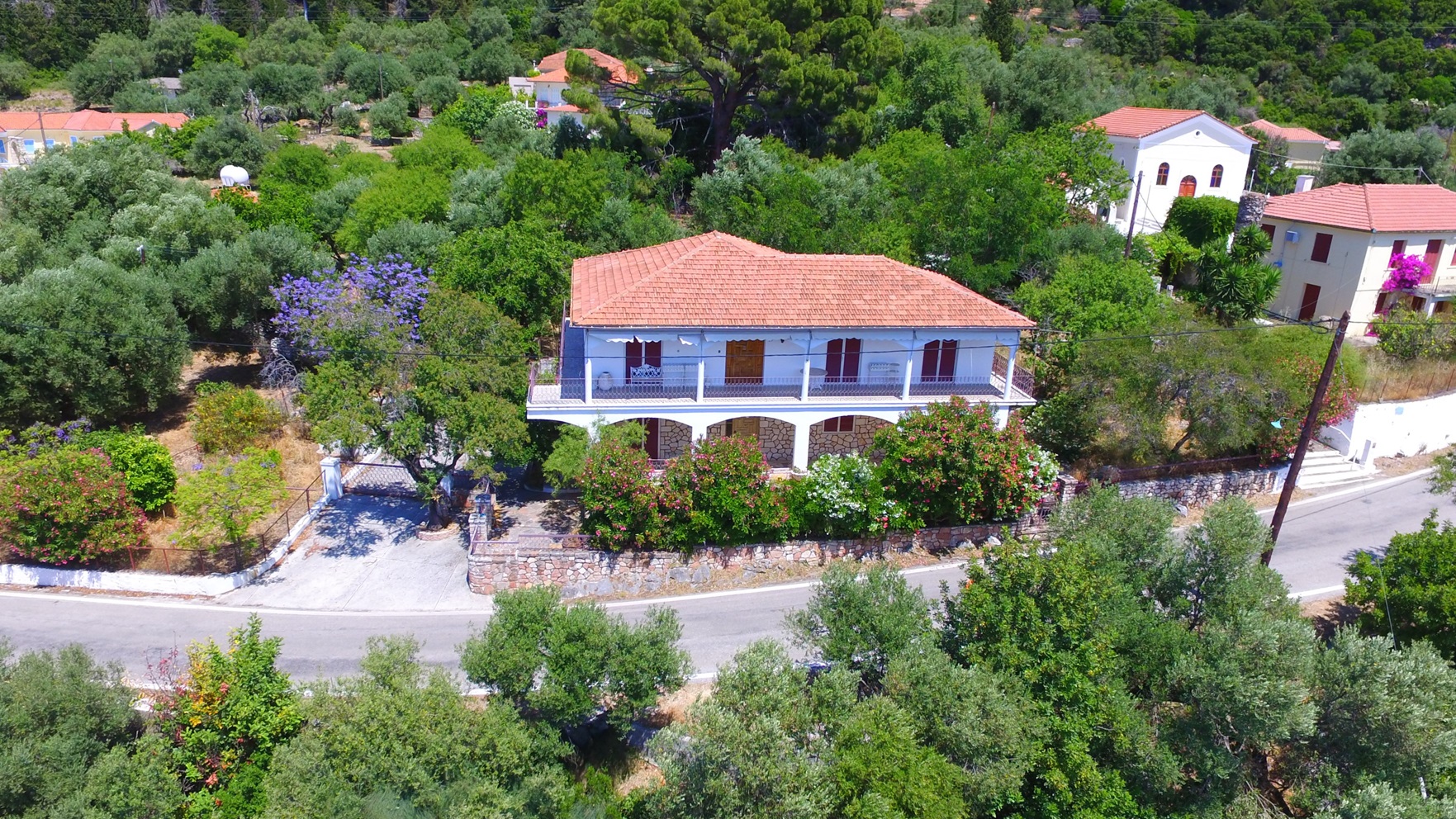 Aerial view of house fgr sale in Ithaca Greece Lefki