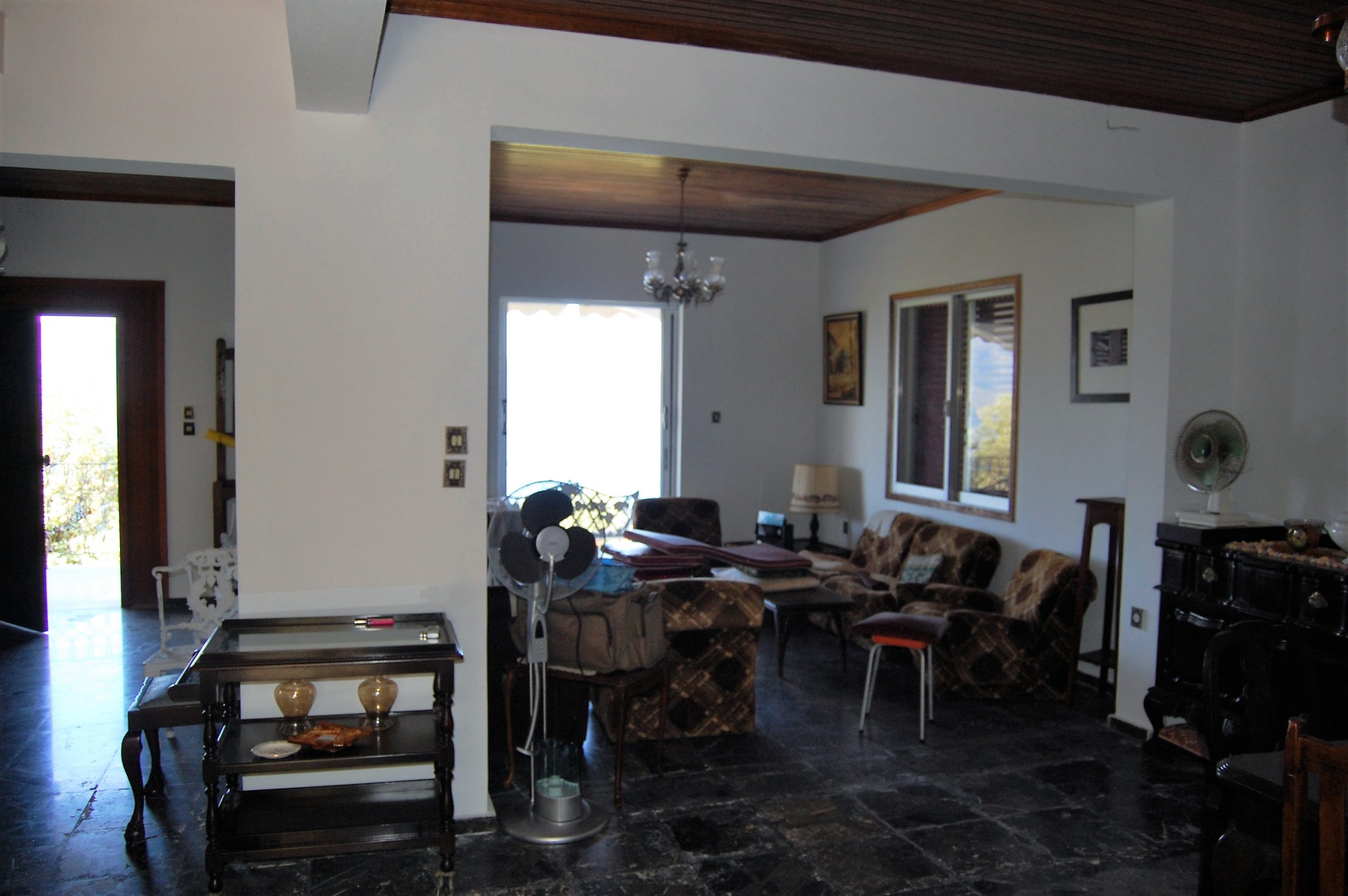 Lounge area of house for sale in Ithaca Greece Lefki