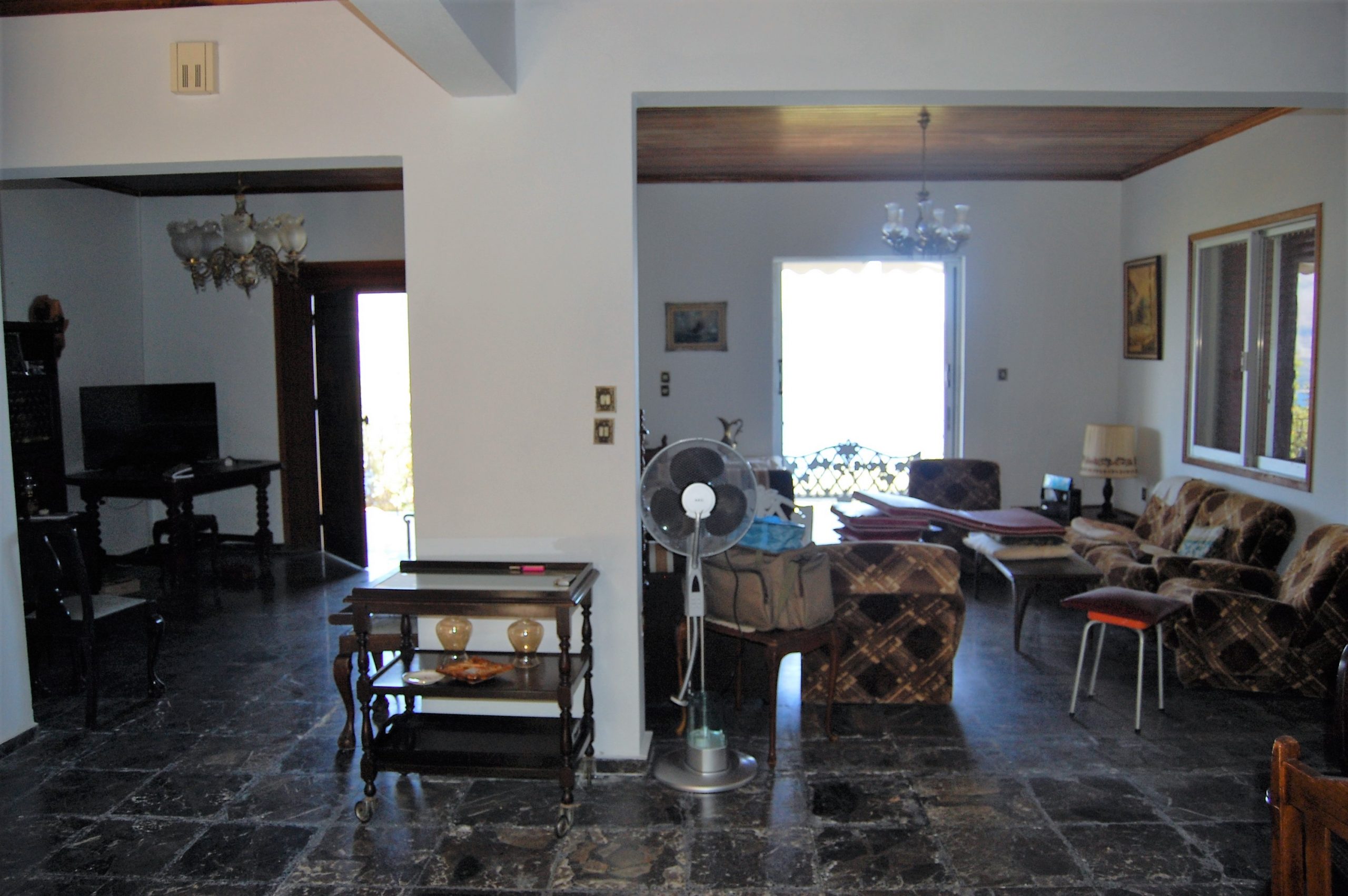 Lounge area of house for sale in Ithaca Greece Lefki