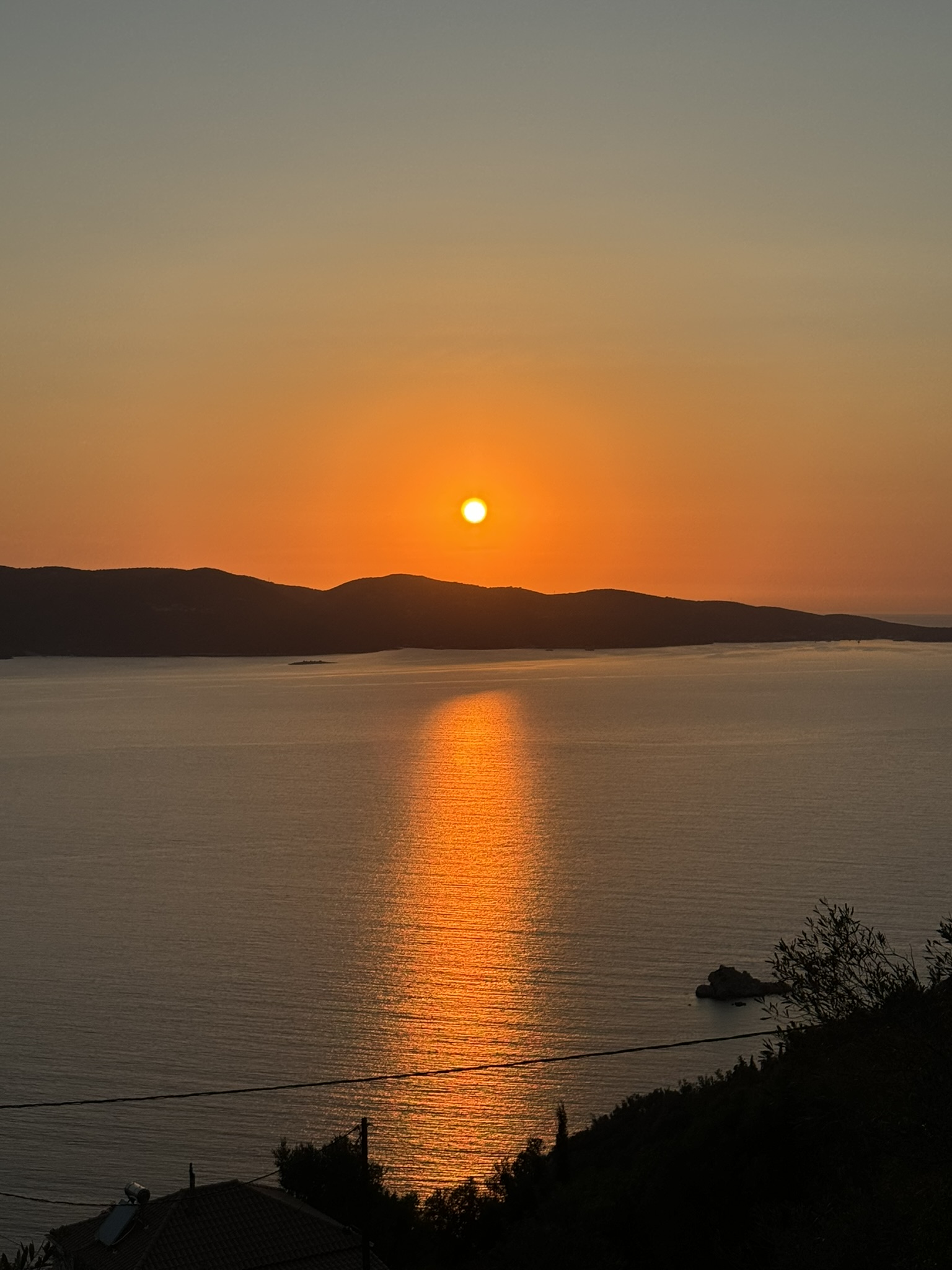 Sunset view from house for sale in Ithaca Greece Lefki