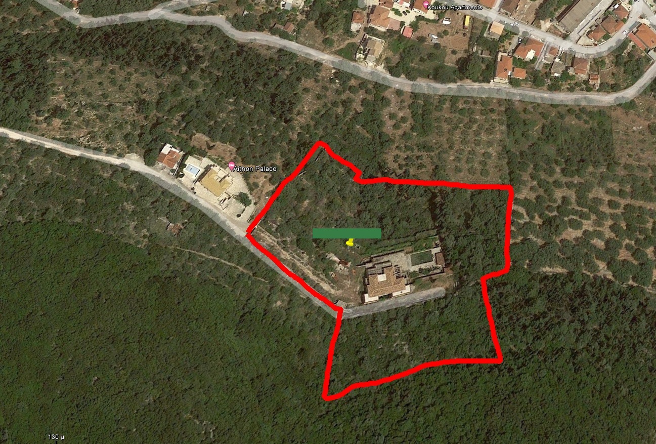 Aerial view and border of boutique hotel for sale in Ithaca Greece Vathi