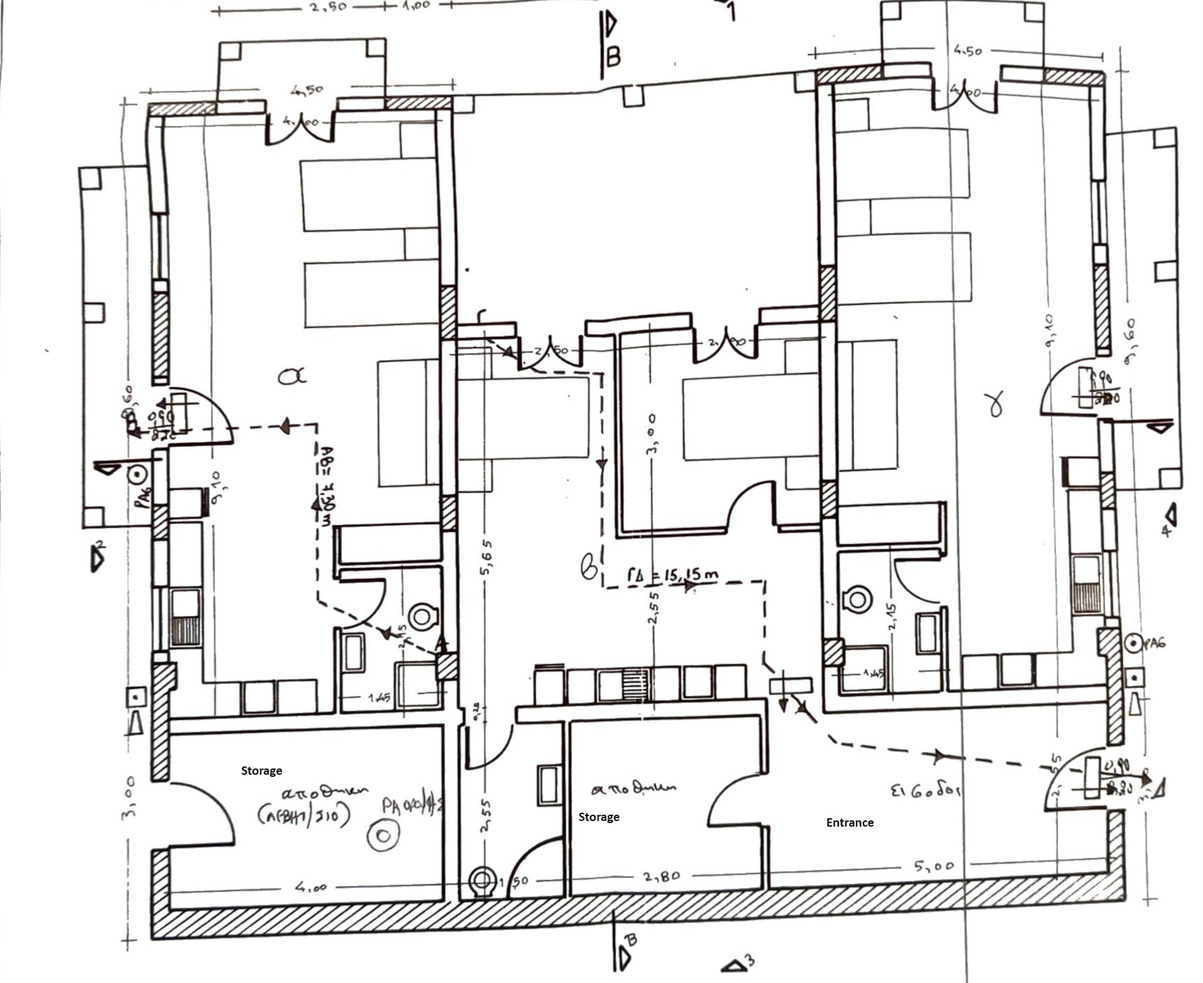 Aerial view of two adjacent properties a boutique hotel and an apartment complex for sale in Ithaca Greece Vathi