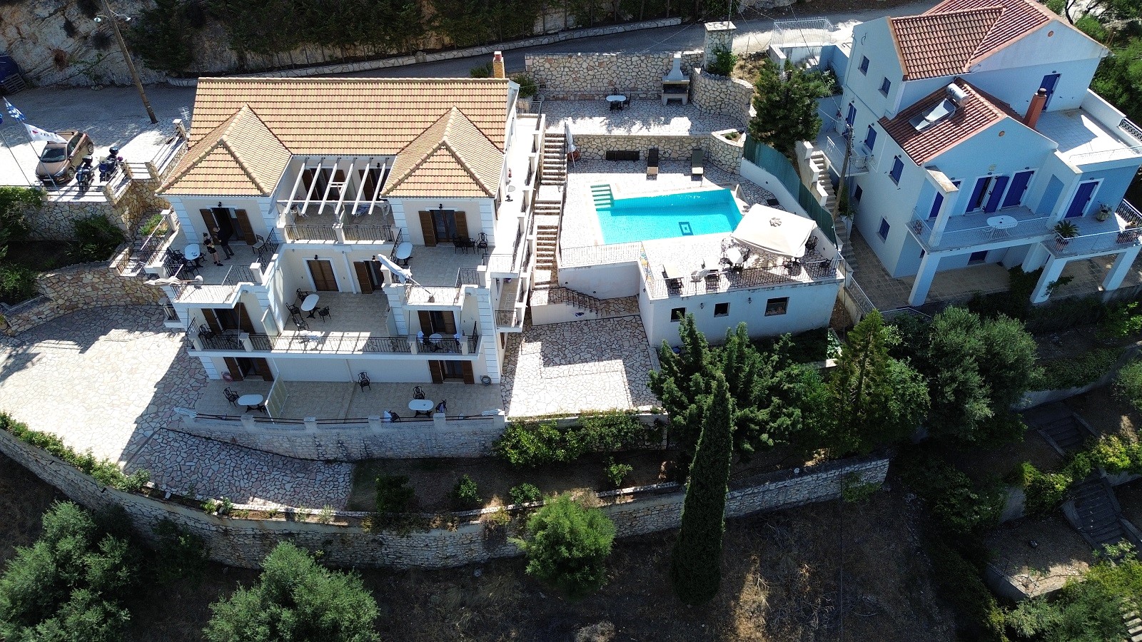 Aerial views of apartment complex for sale in Ithaca Greece Vathi