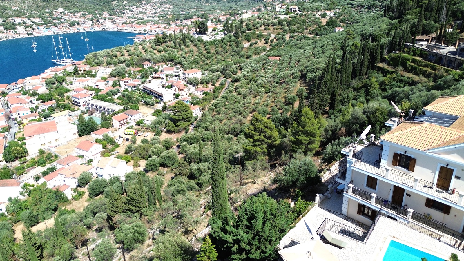 Aerial view of apartment complex for sale in Ithaca Greece Vathi