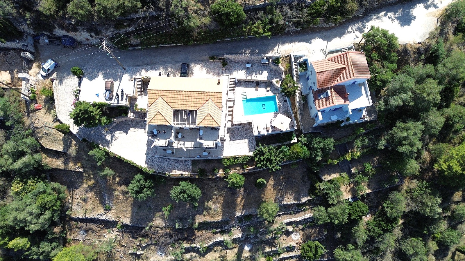 Aerial views of apartment complex for sale in Ithaca Greece Vathi