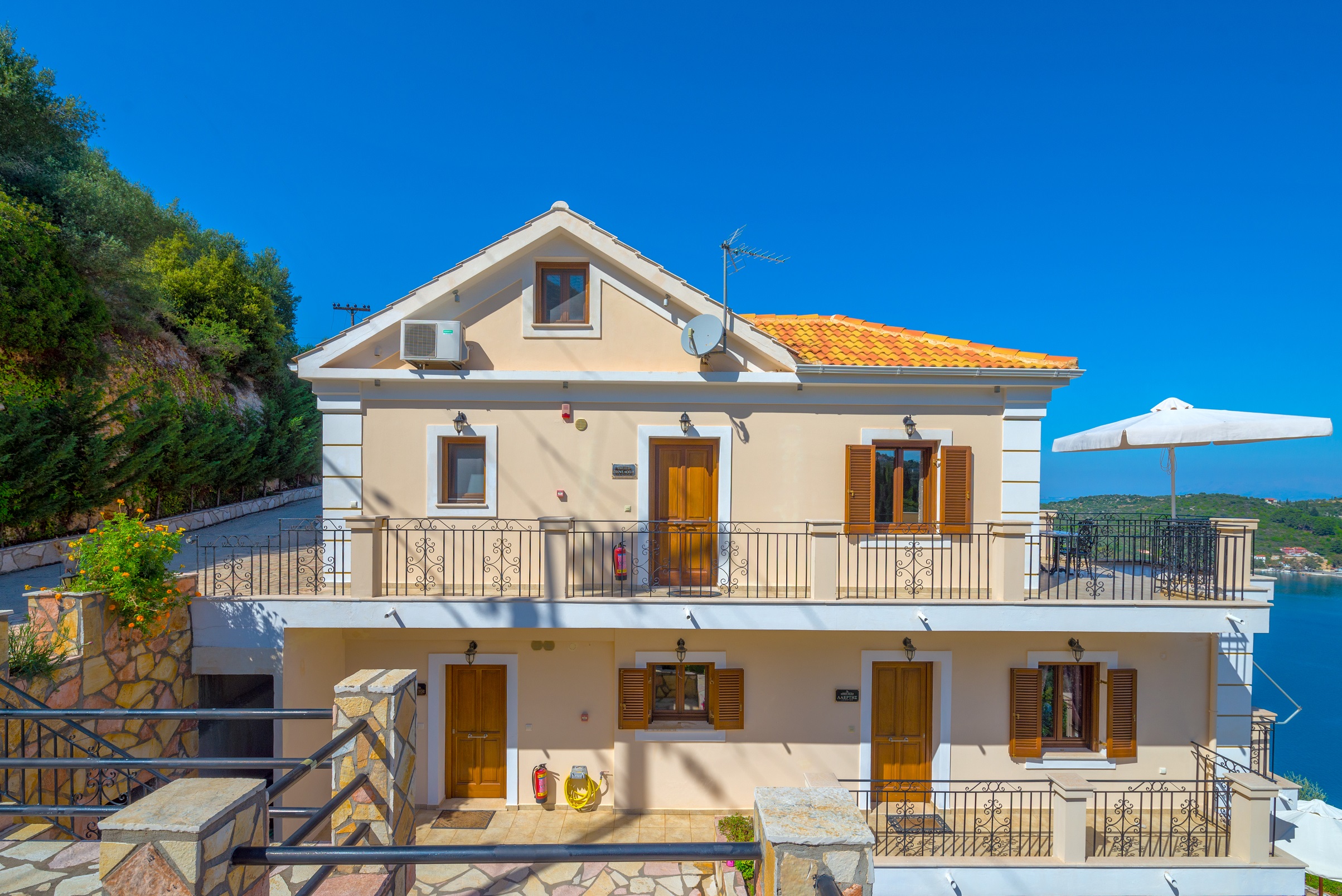 Exterior of apartment complex for sale in Ithaca Greece Vathi