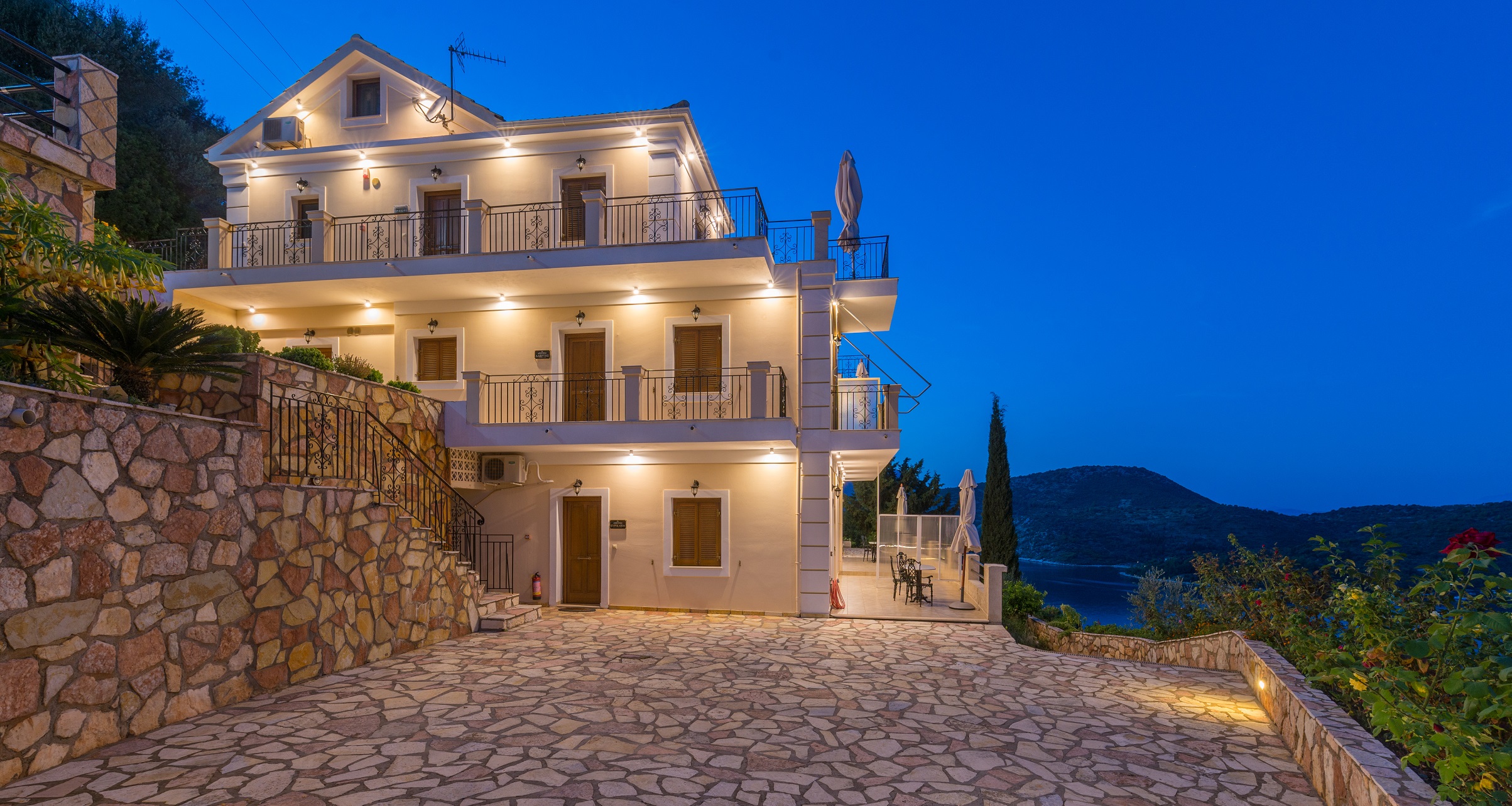 Exterior of apartment complex for sale in Ithaca Greece Vathi