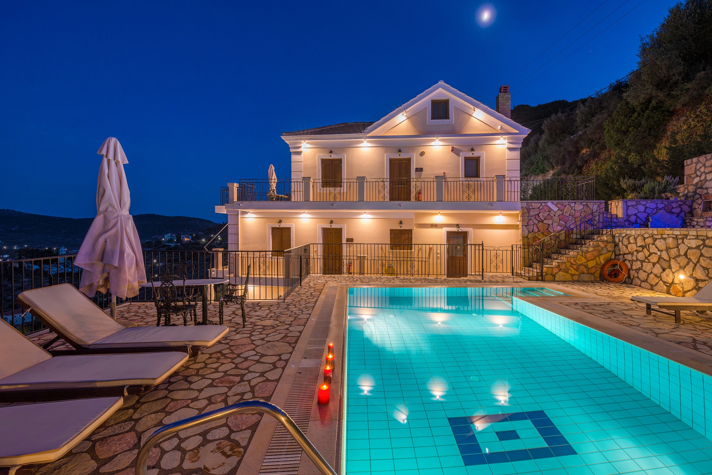 Swimming pool of apartment complex for sale in Ithaca Greece Vathi