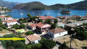 Aerial view and location of house for sale in Ithaca Greece Vathi