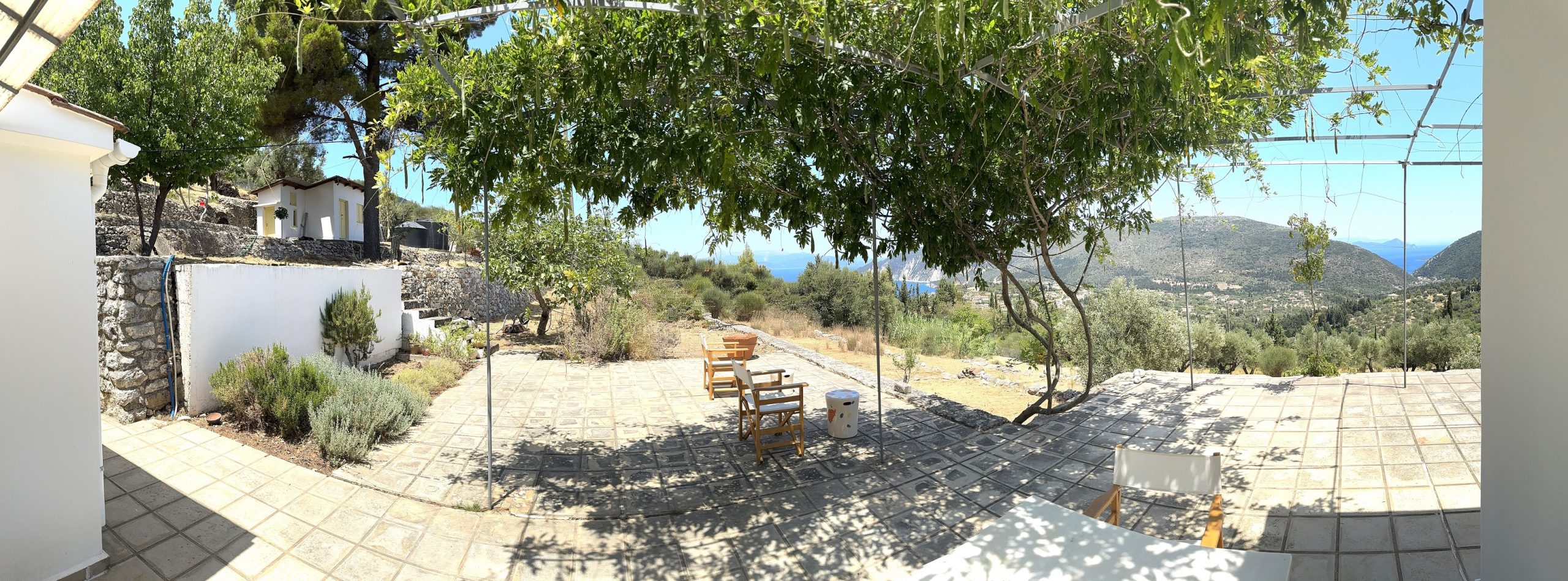 Panoramic pic of house for sale in Ithaca Greece Platrithya